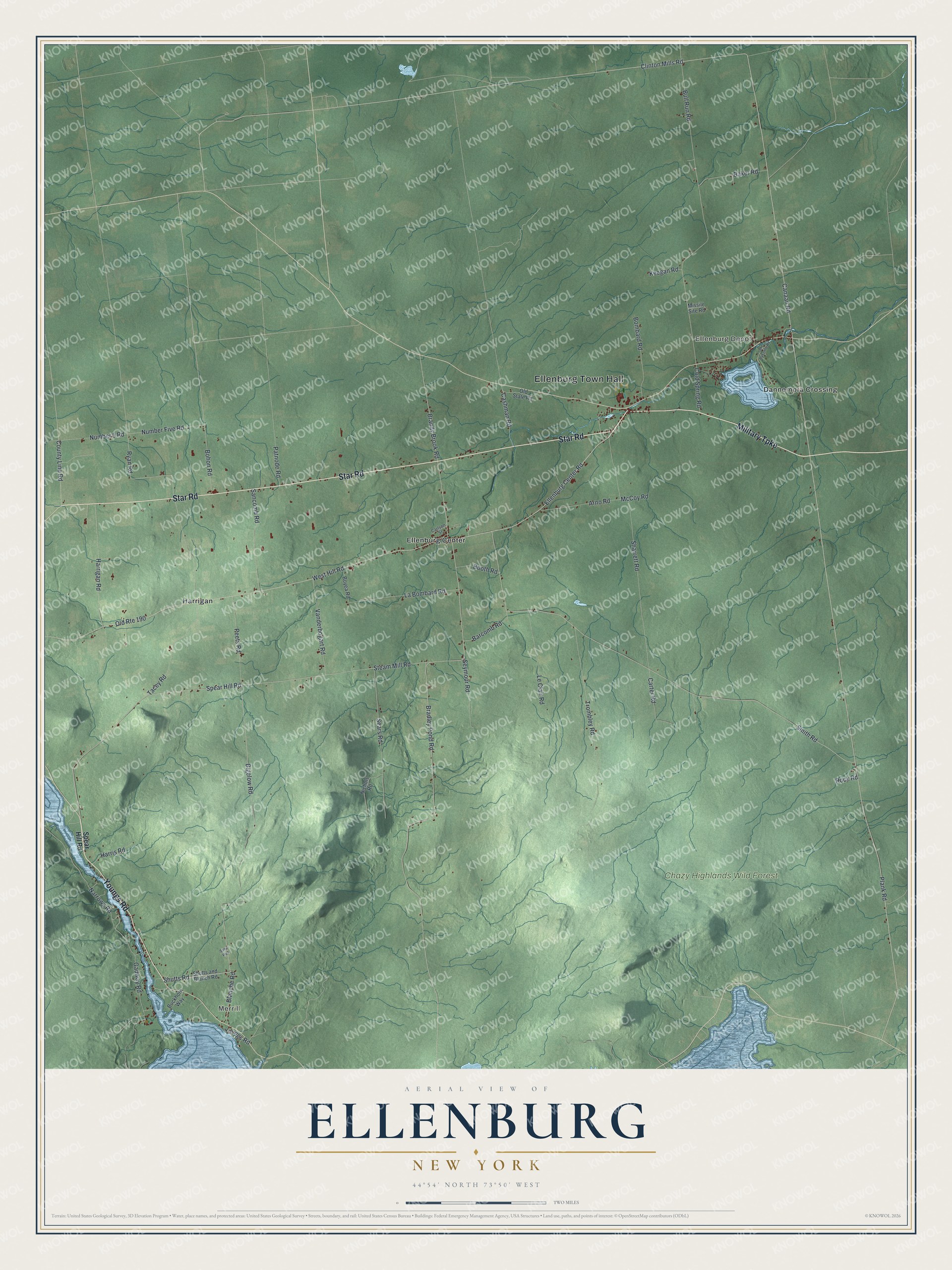Watermarked full-map preview of Ellenburg, New York
