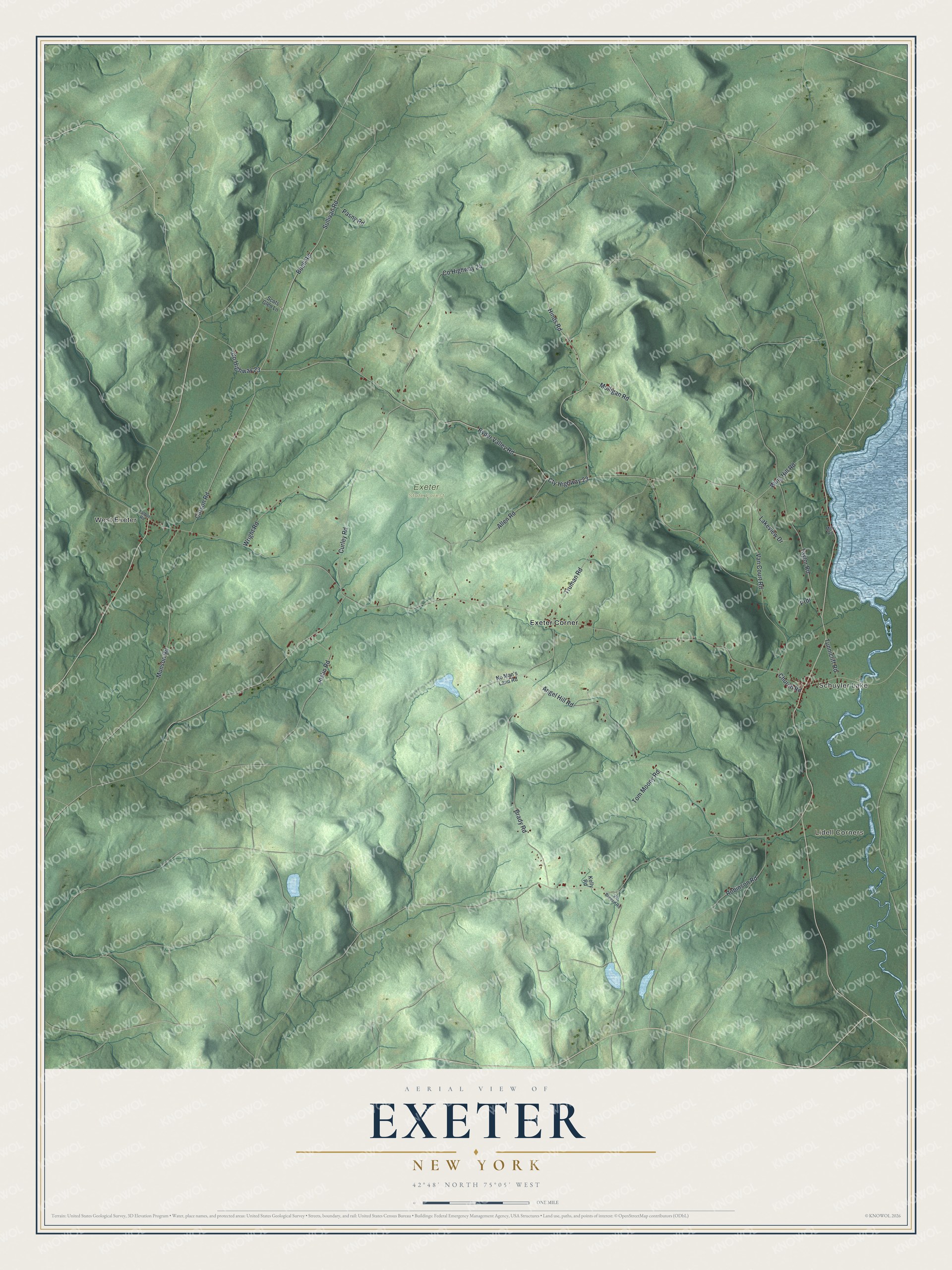 Watermarked full-map preview of Exeter, New York