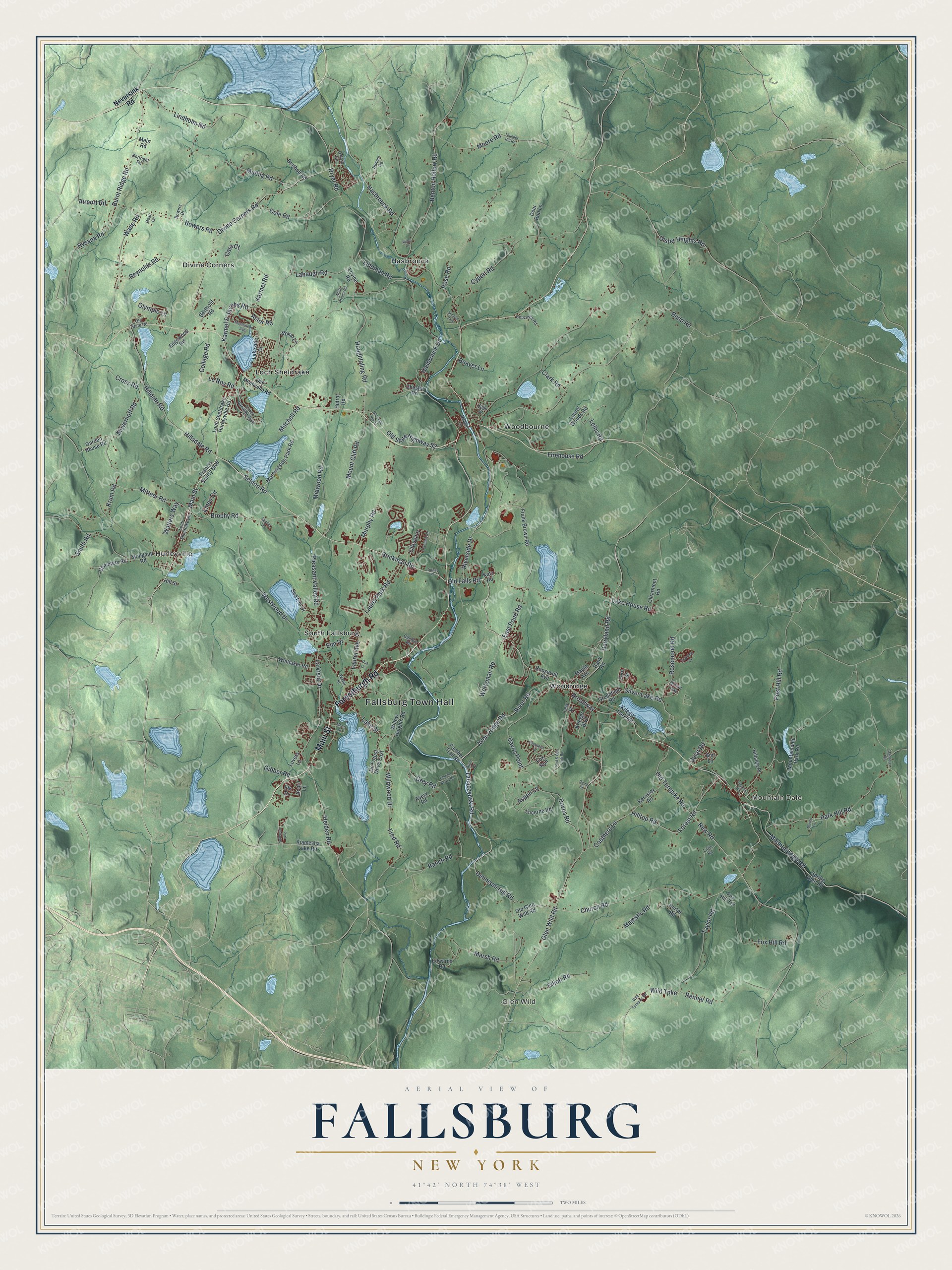 Watermarked full-map preview of Fallsburg, New York