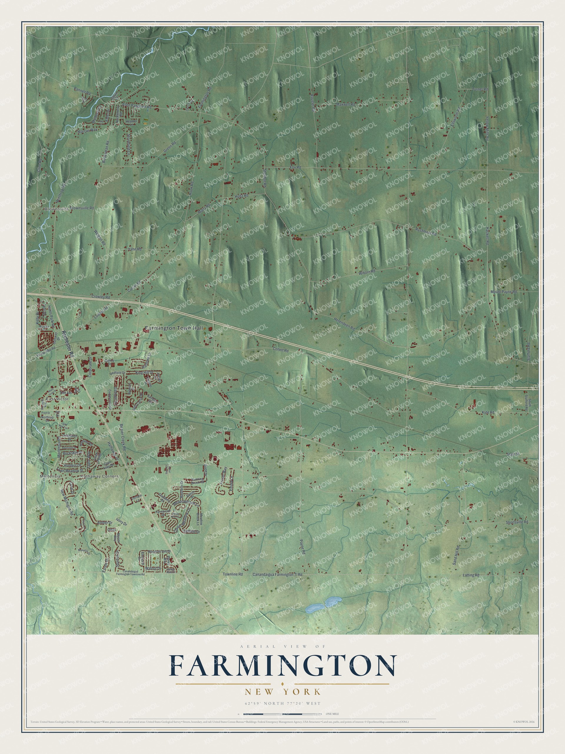 Watermarked full-map preview of Farmington, New York