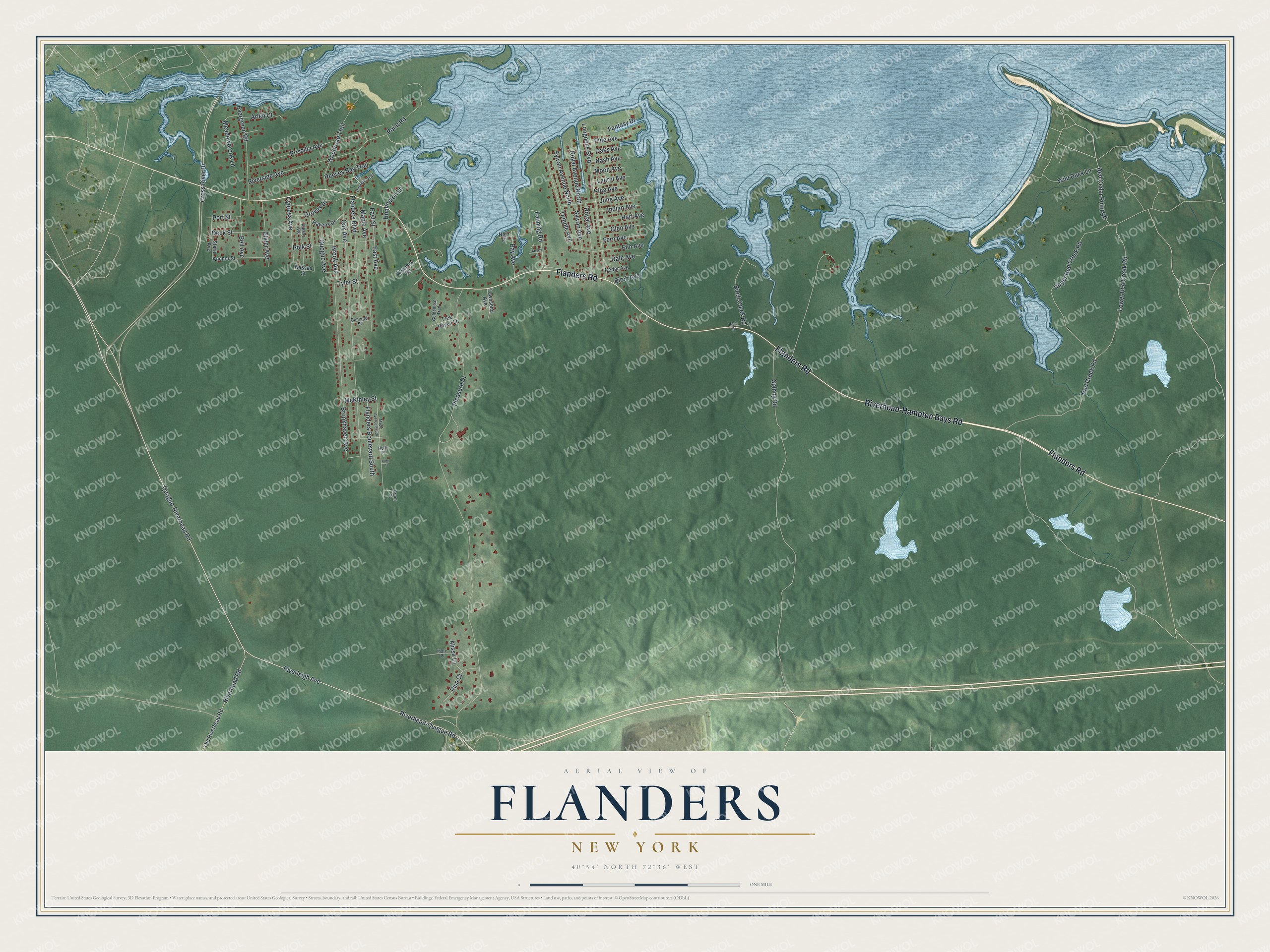 Watermarked full-map preview of Flanders, New York