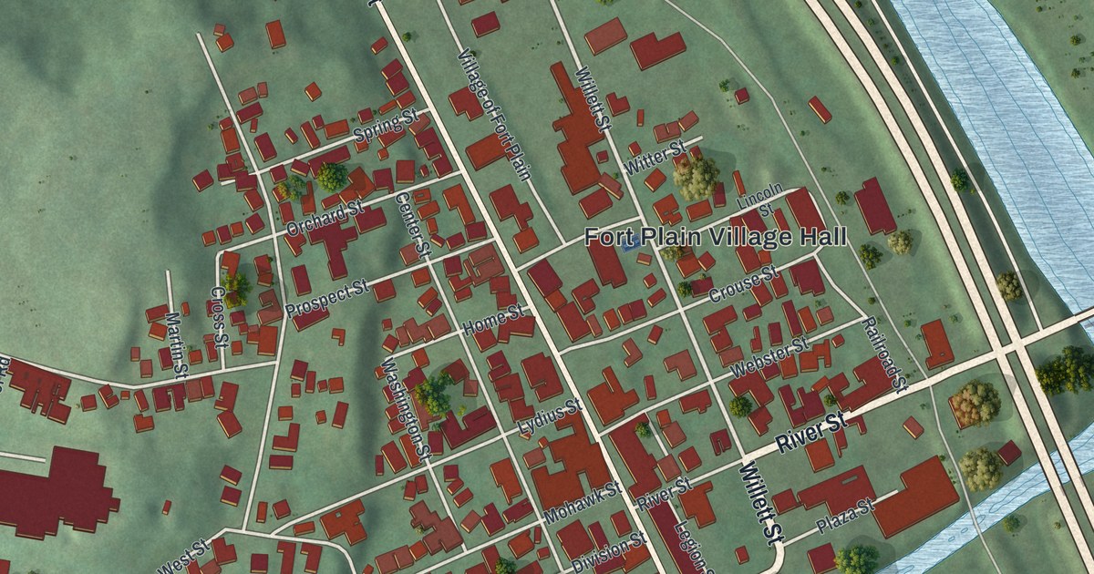 Map of Fort Plain, New York, Drawn Like an Old Atlas