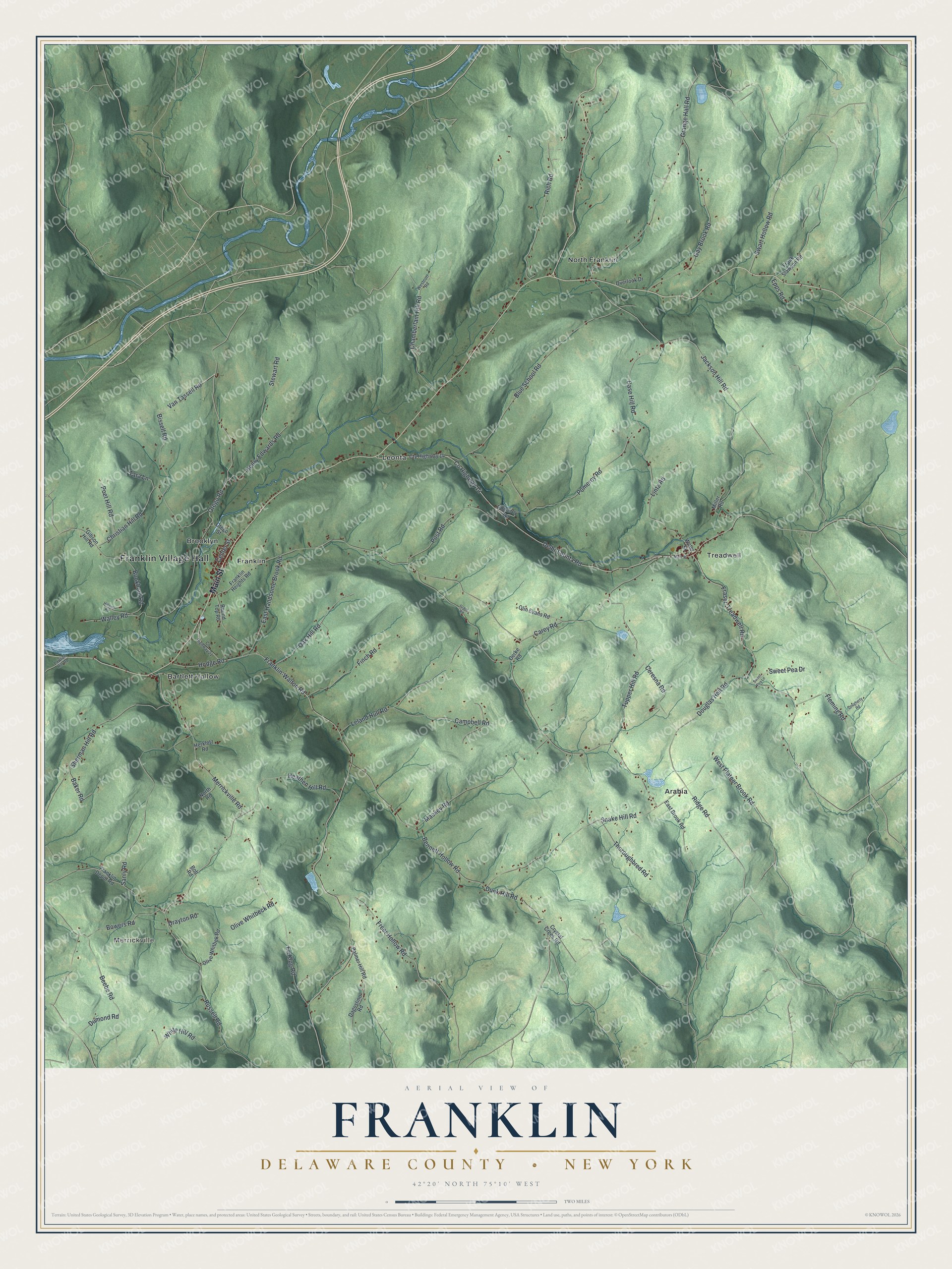 Watermarked full-map preview of Franklin, New York