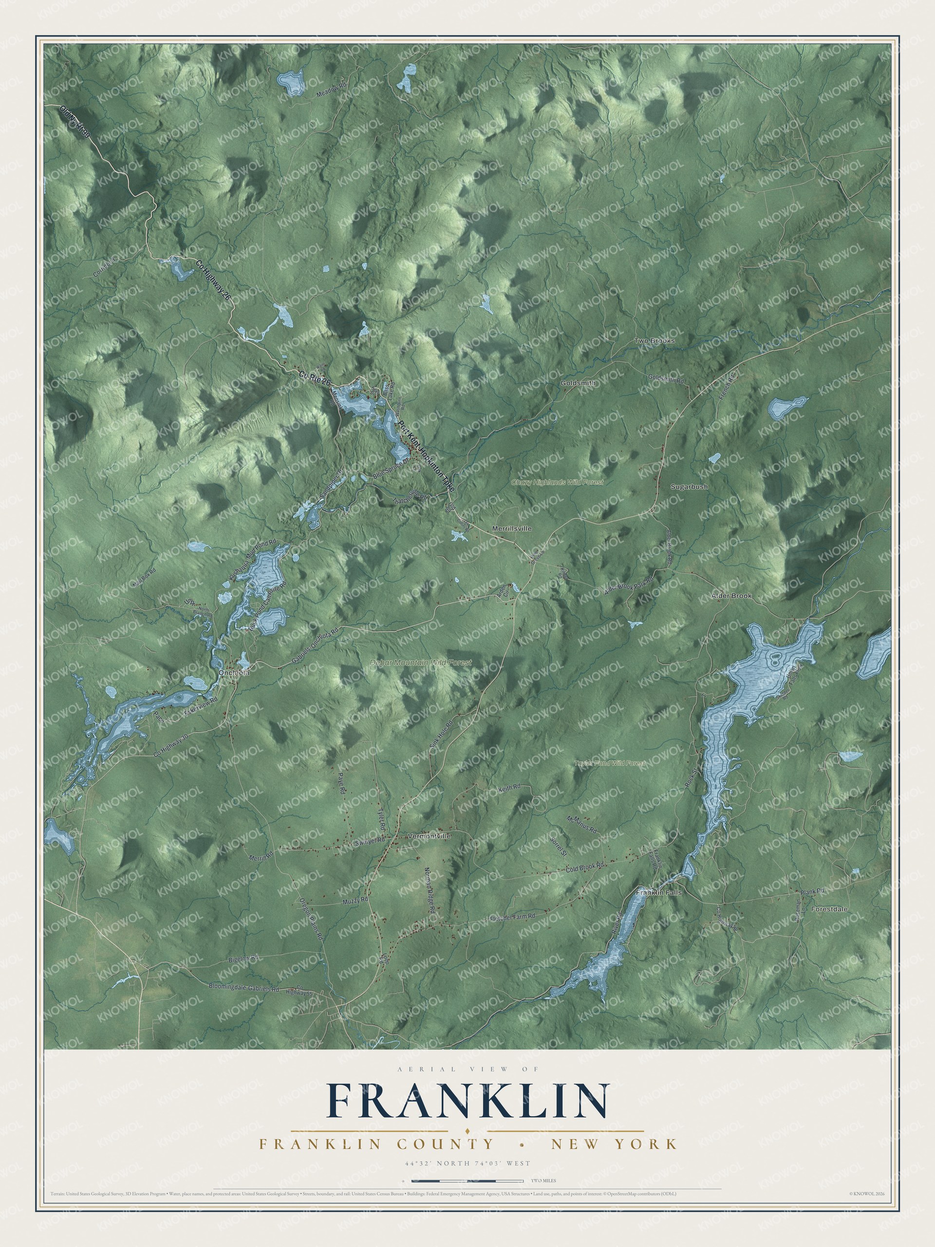 Watermarked full-map preview of Franklin, New York