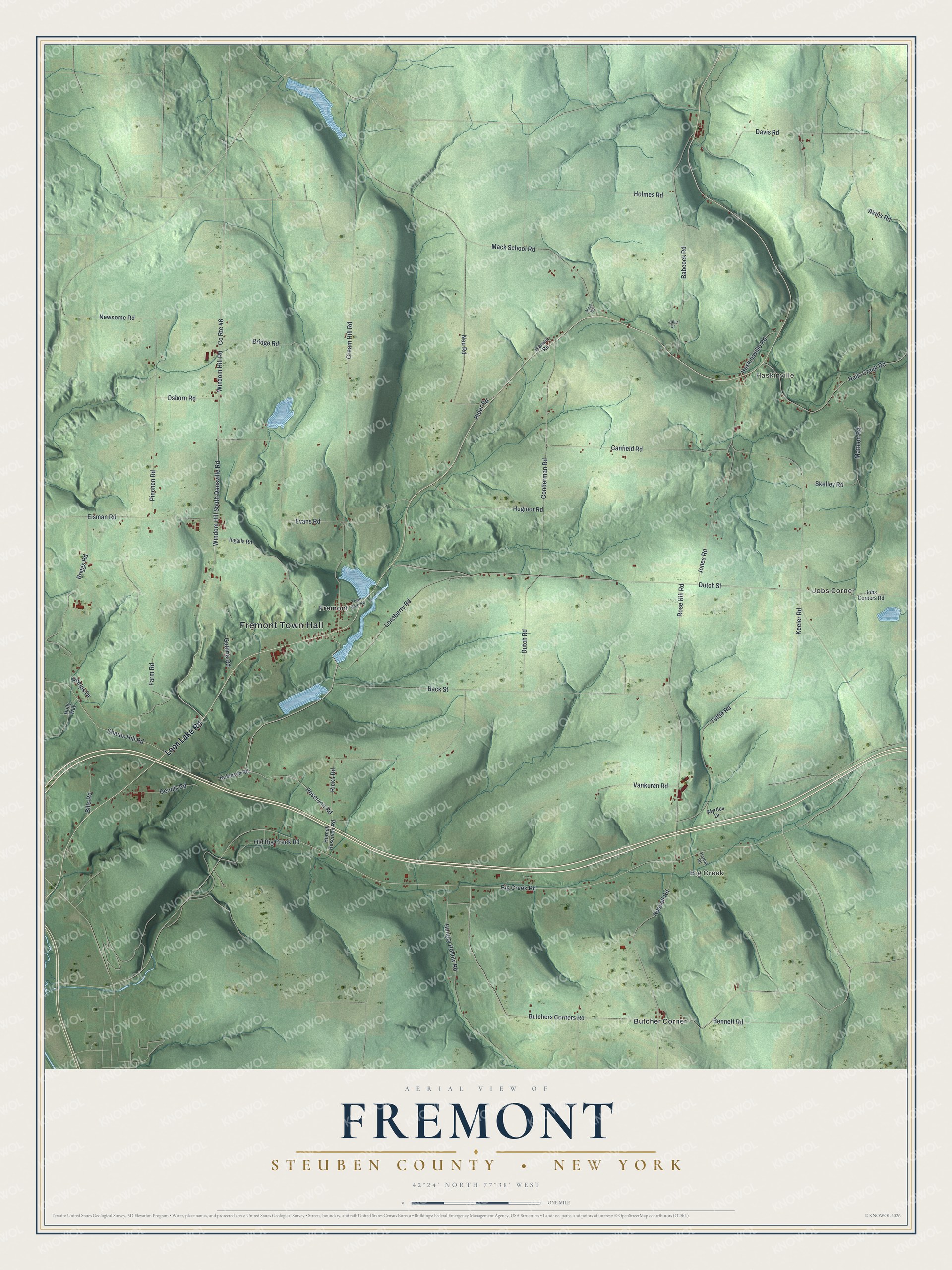 Watermarked full-map preview of Fremont, New York