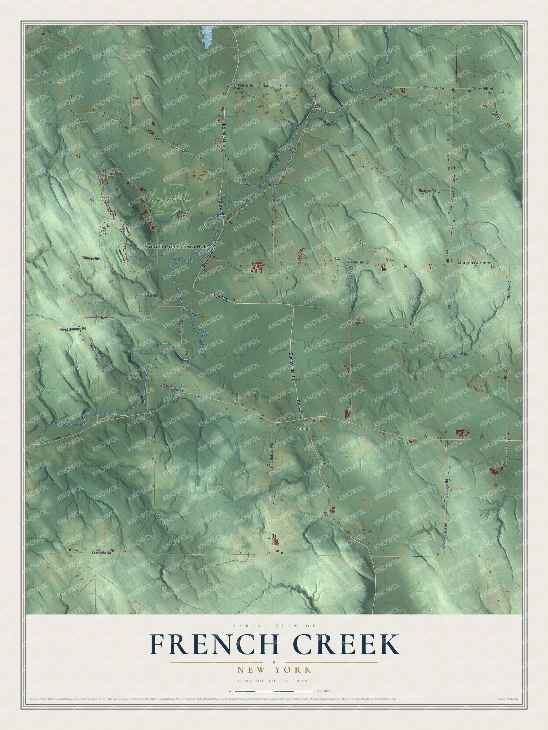 Watermarked full-map preview of French Creek, New York