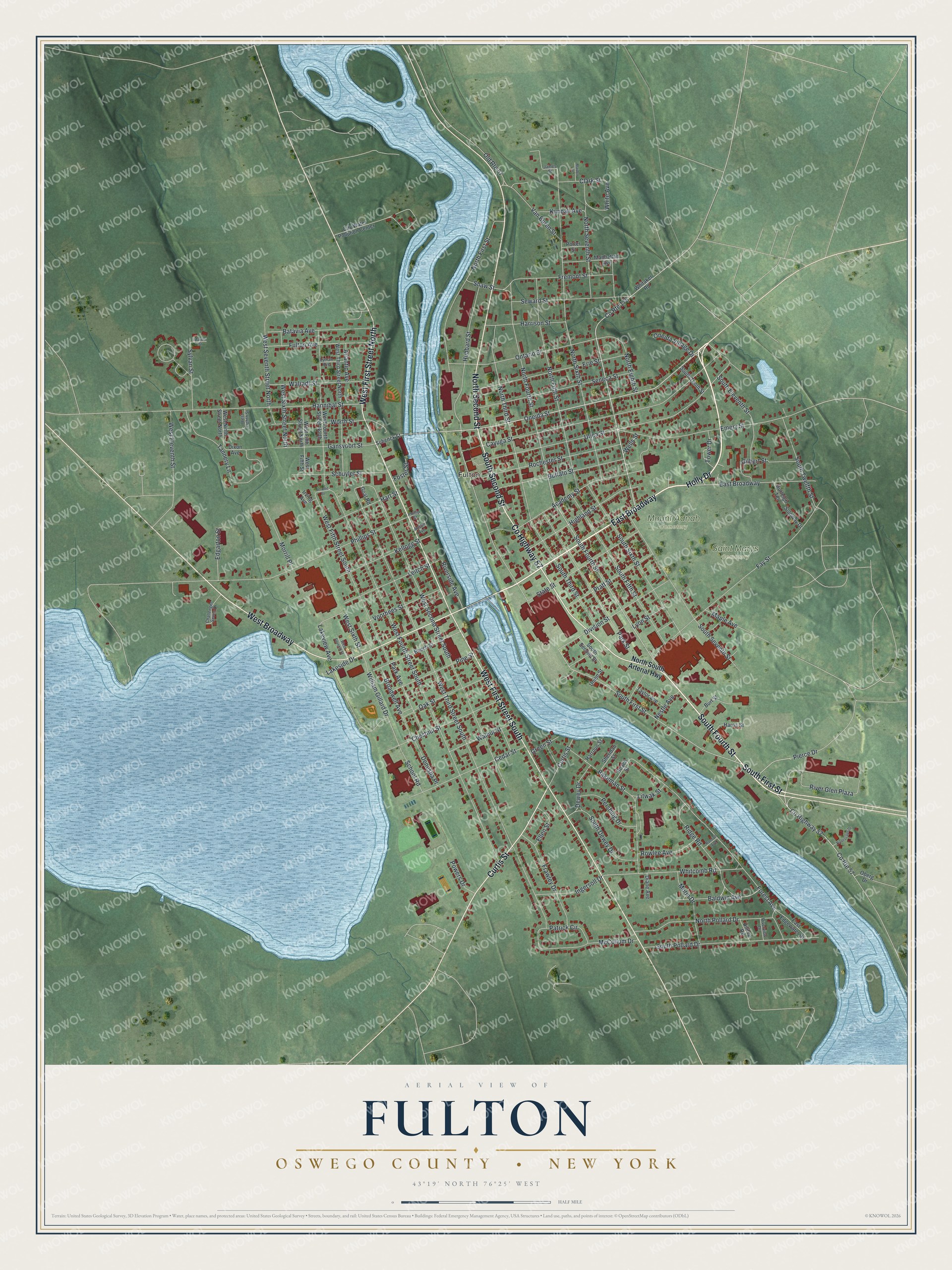 Watermarked full-map preview of Fulton, New York