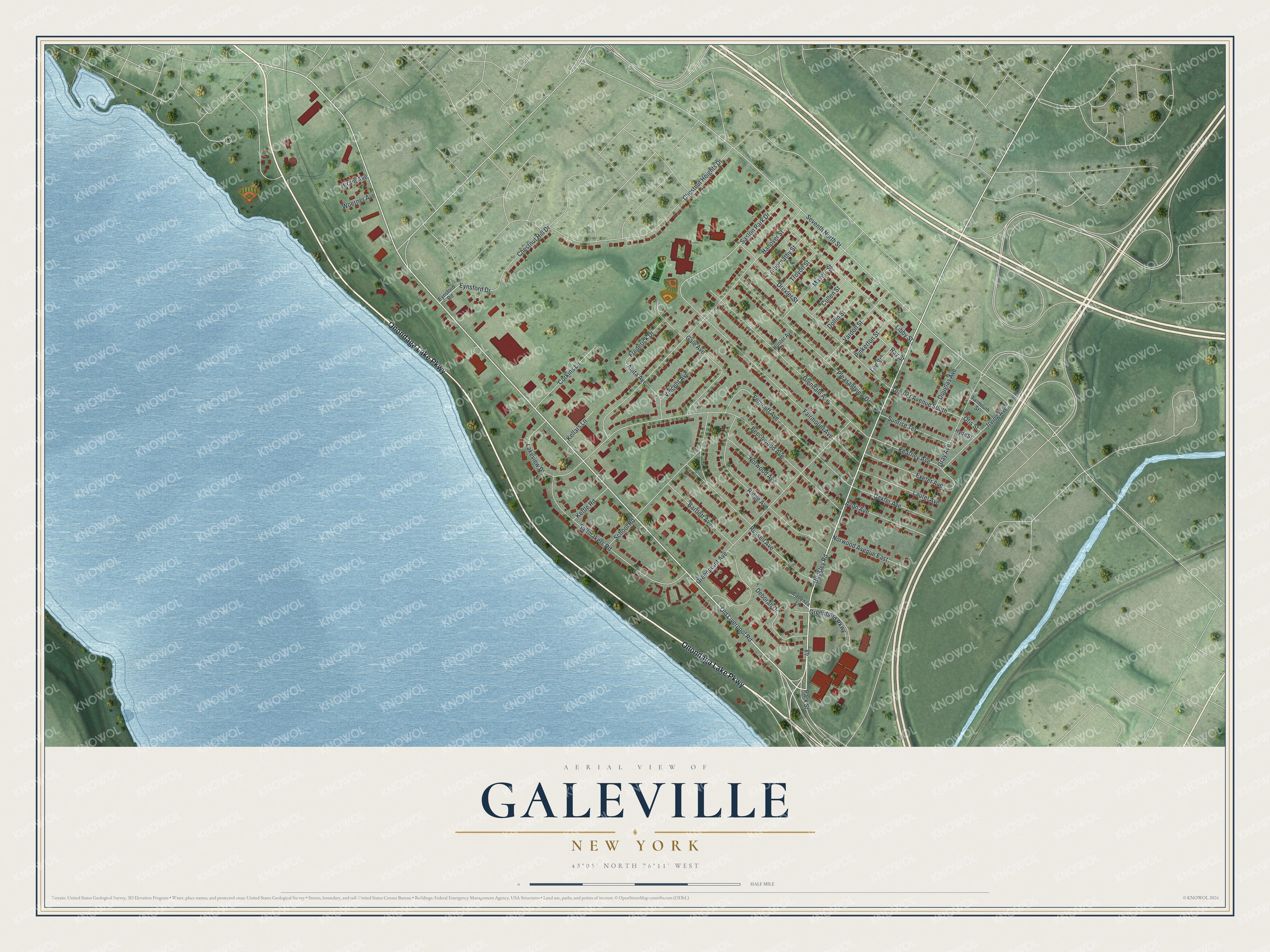 Detailed map of Galeville, New York, showing streets and buildings