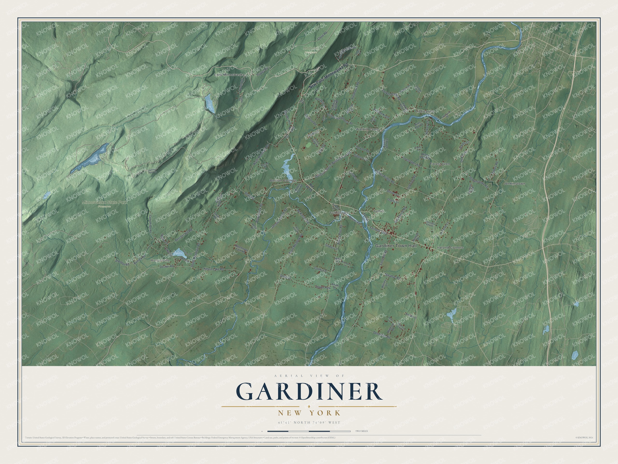Watermarked full-map preview of Gardiner, New York