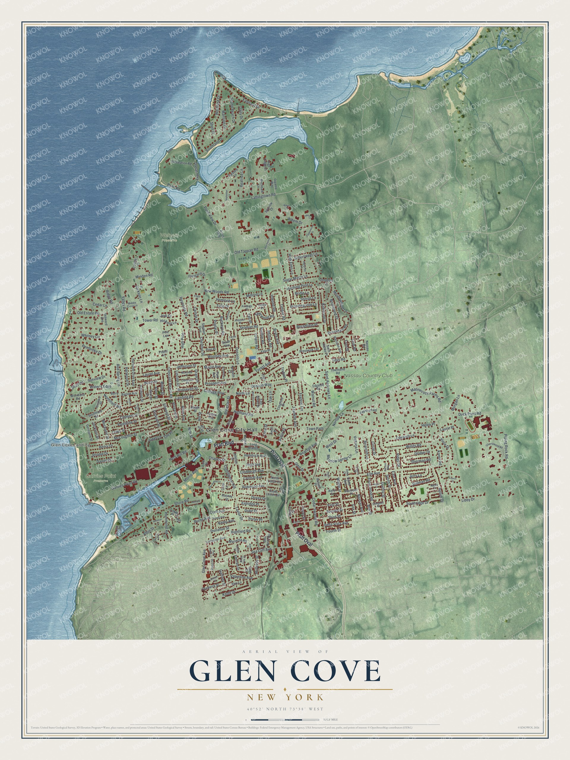 Watermarked full-map preview of Glen Cove, New York