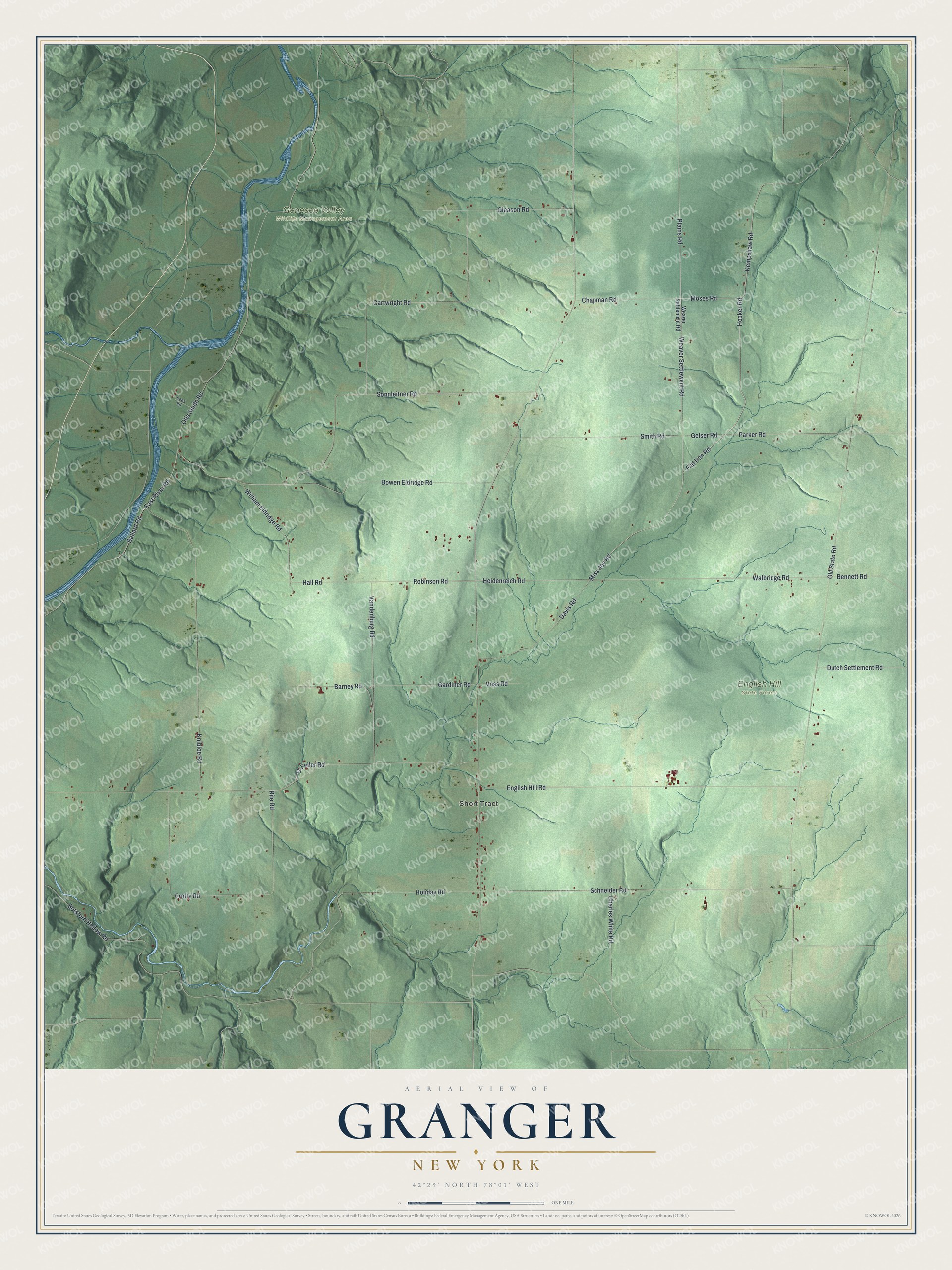 Watermarked full-map preview of Granger, New York