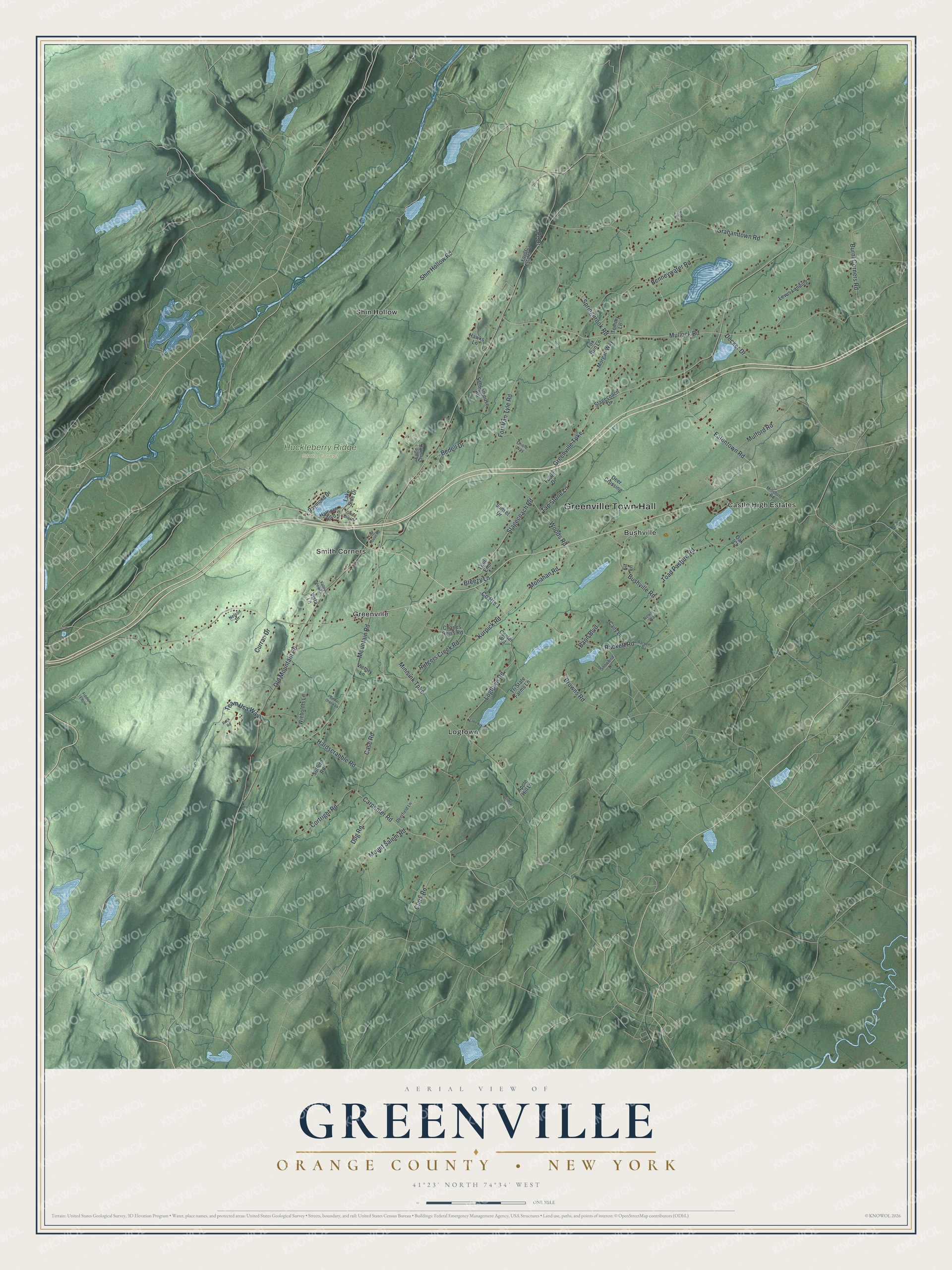 Watermarked full-map preview of Greenville, New York