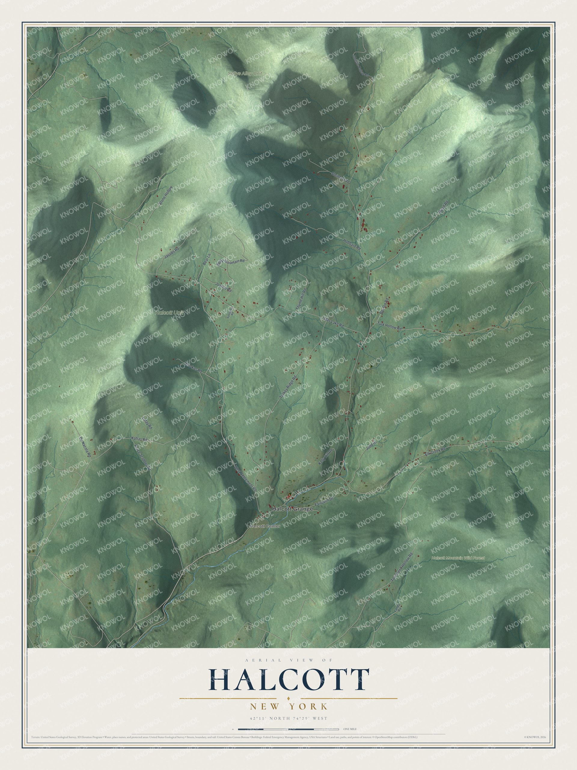 Watermarked full-map preview of Halcott, New York