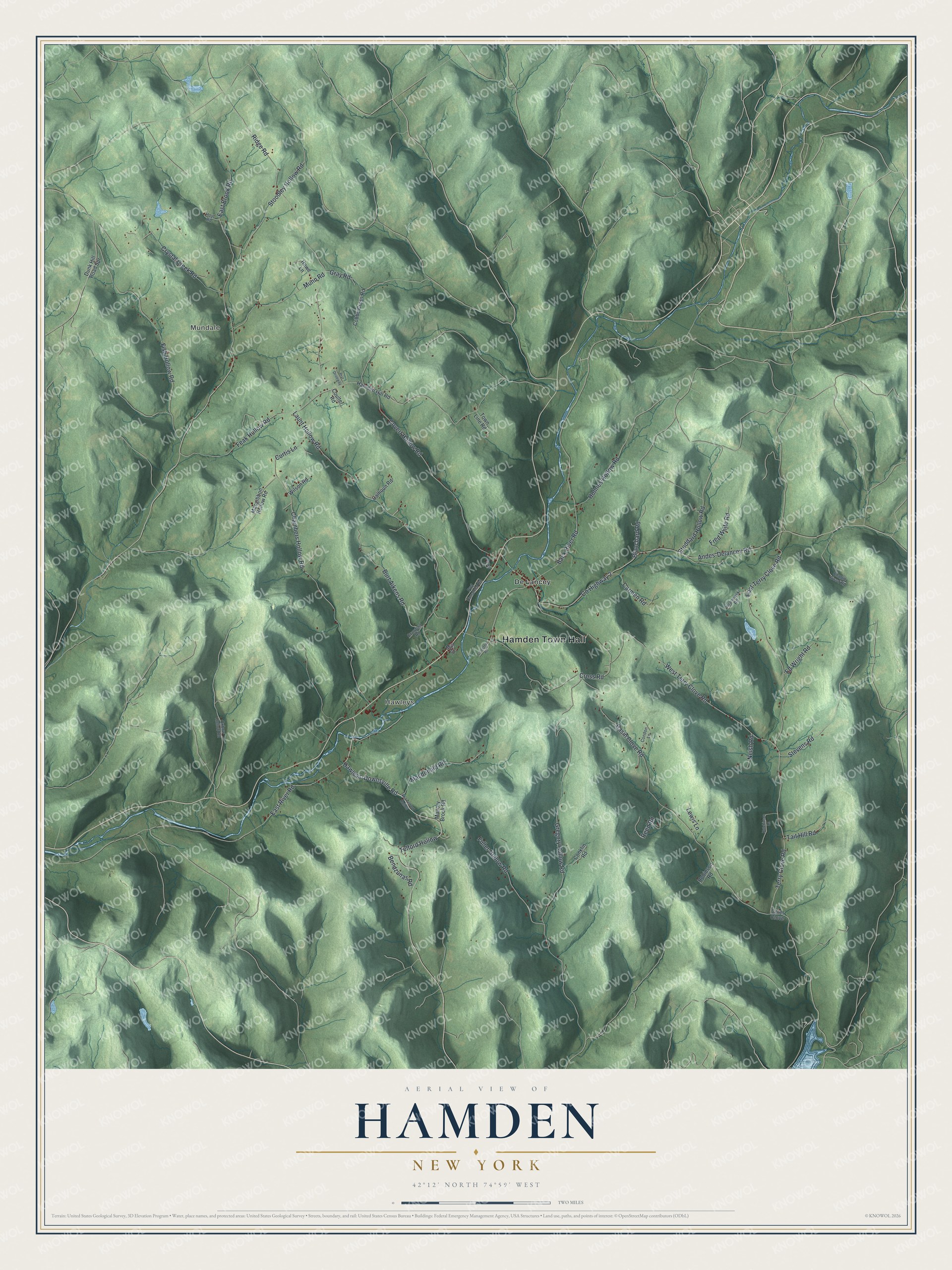 Watermarked full-map preview of Hamden, New York