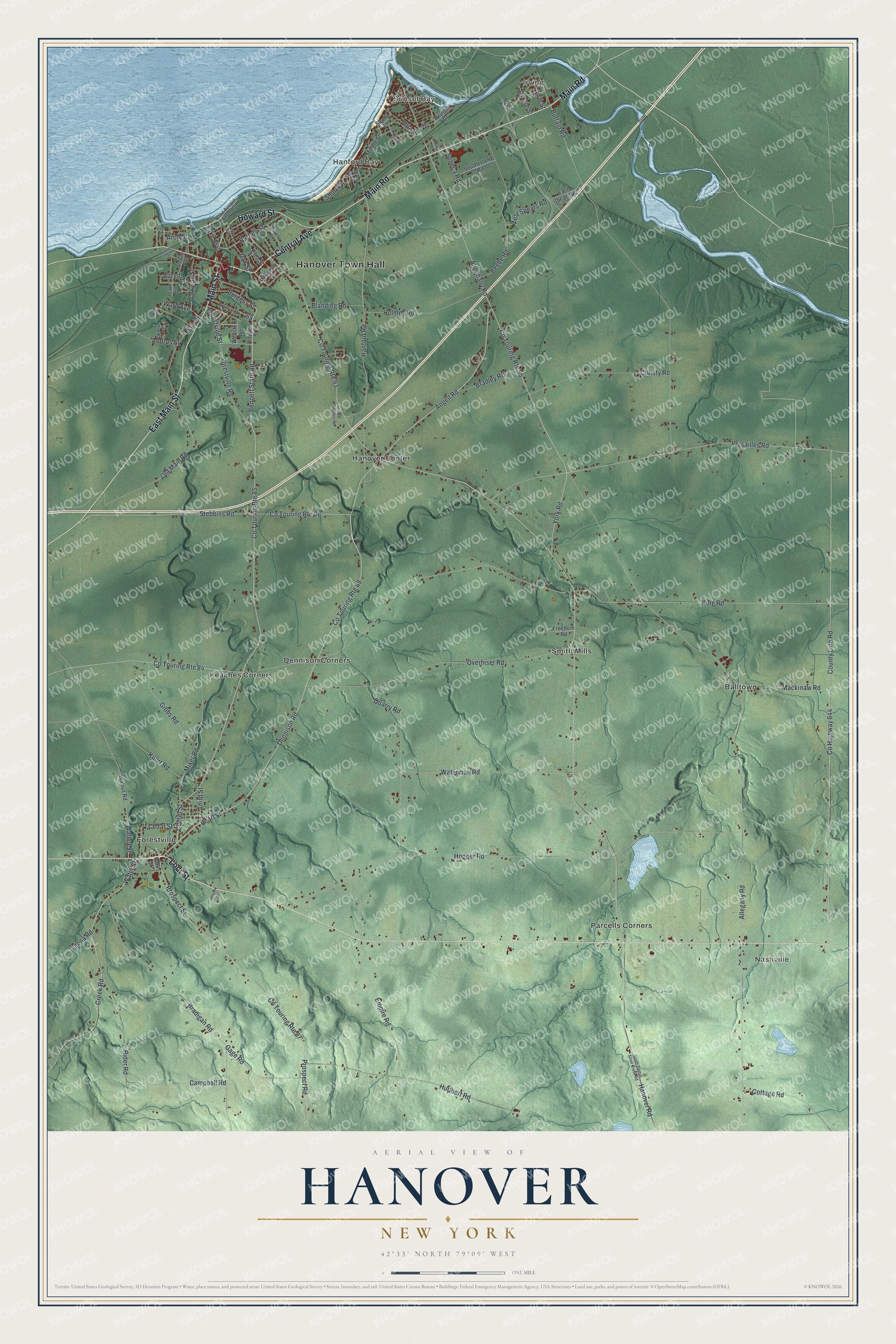 Watermarked full-map preview of Hanover, New York