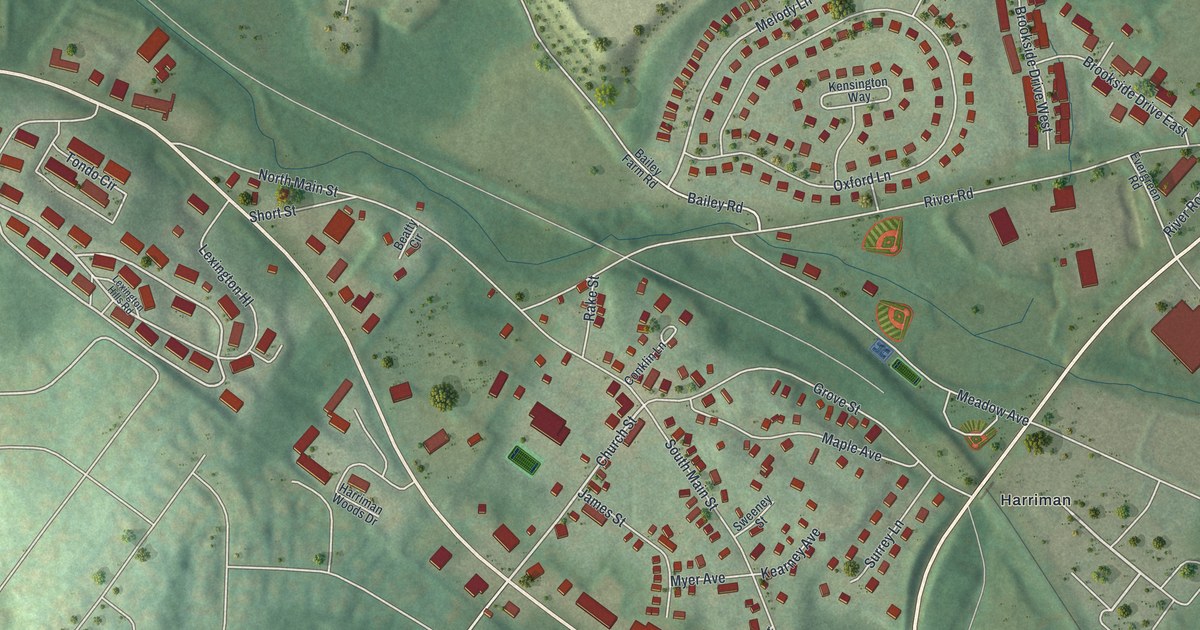 Map of Harriman, New York, Drawn Like an Old Atlas