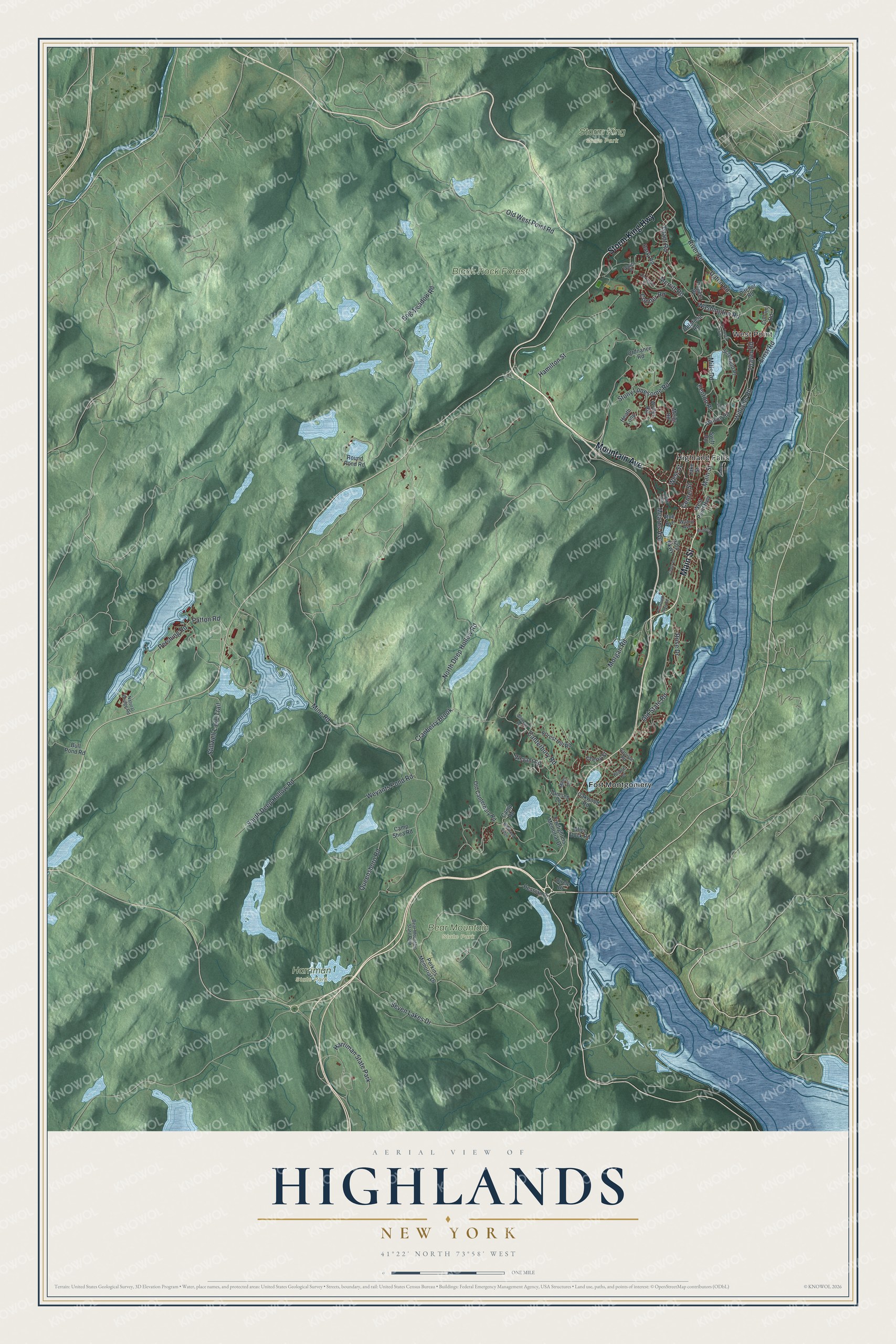 Watermarked full-map preview of Highlands, New York