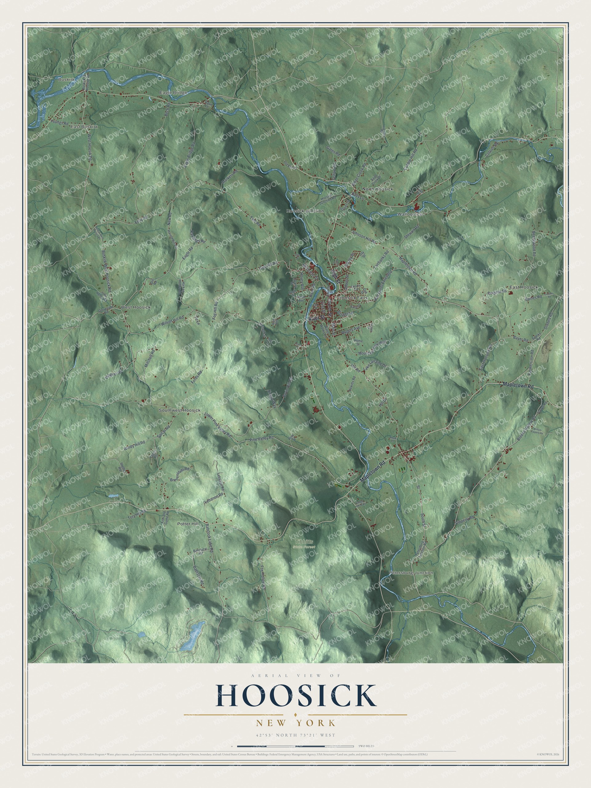 Watermarked full-map preview of Hoosick, New York
