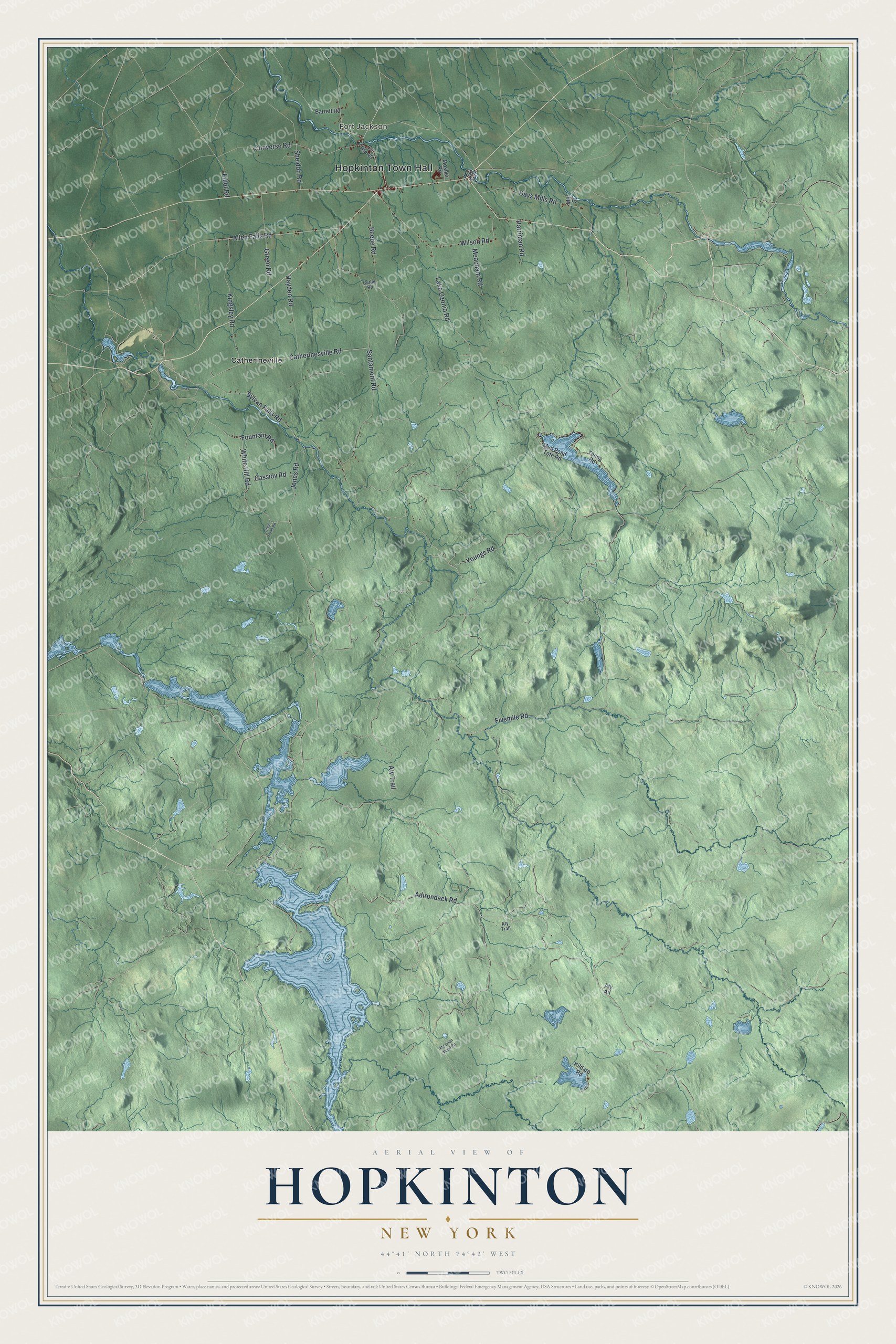 Watermarked full-map preview of Hopkinton, New York
