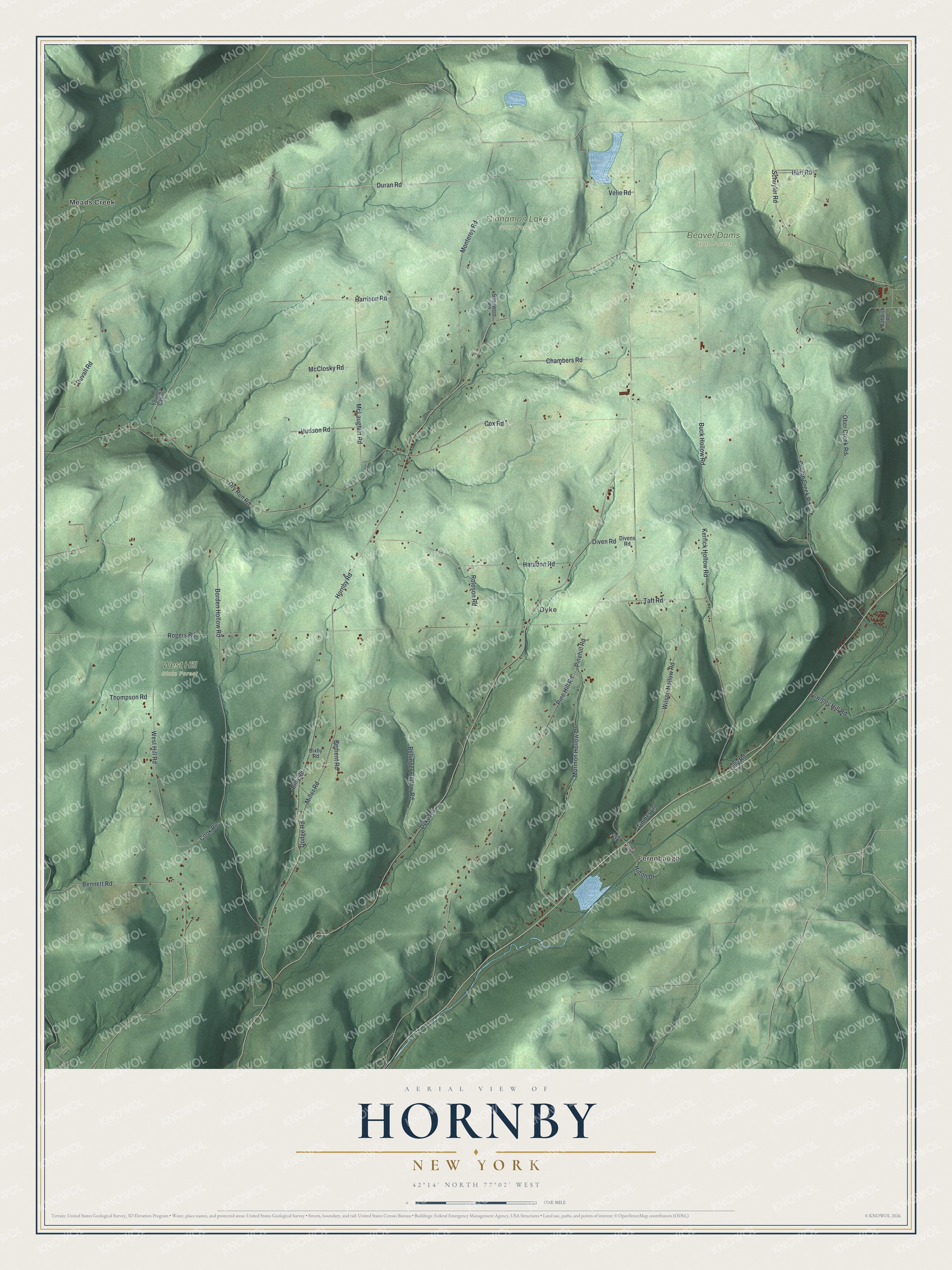 Watermarked full-map preview of Hornby, New York