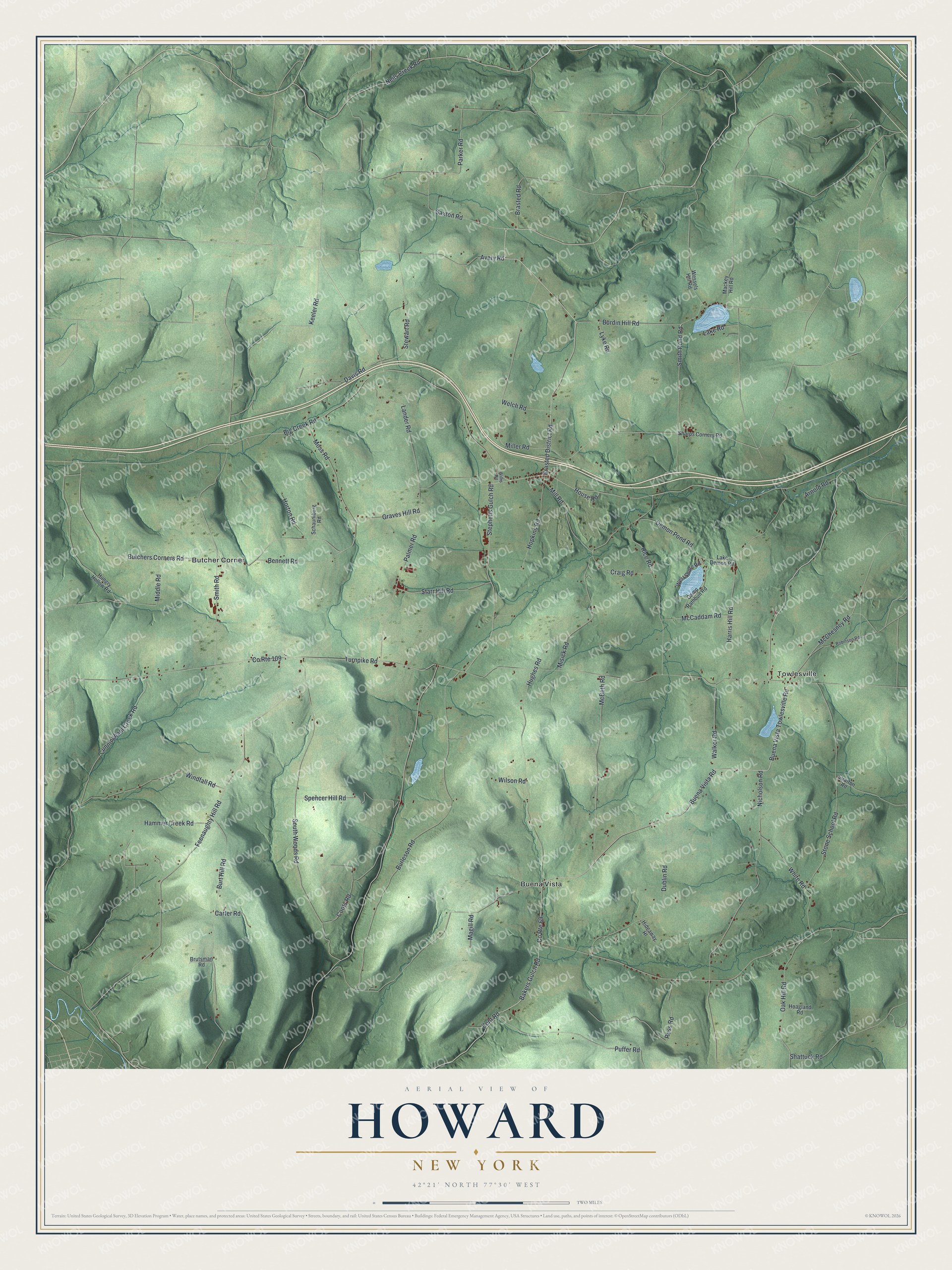 Watermarked full-map preview of Howard, New York