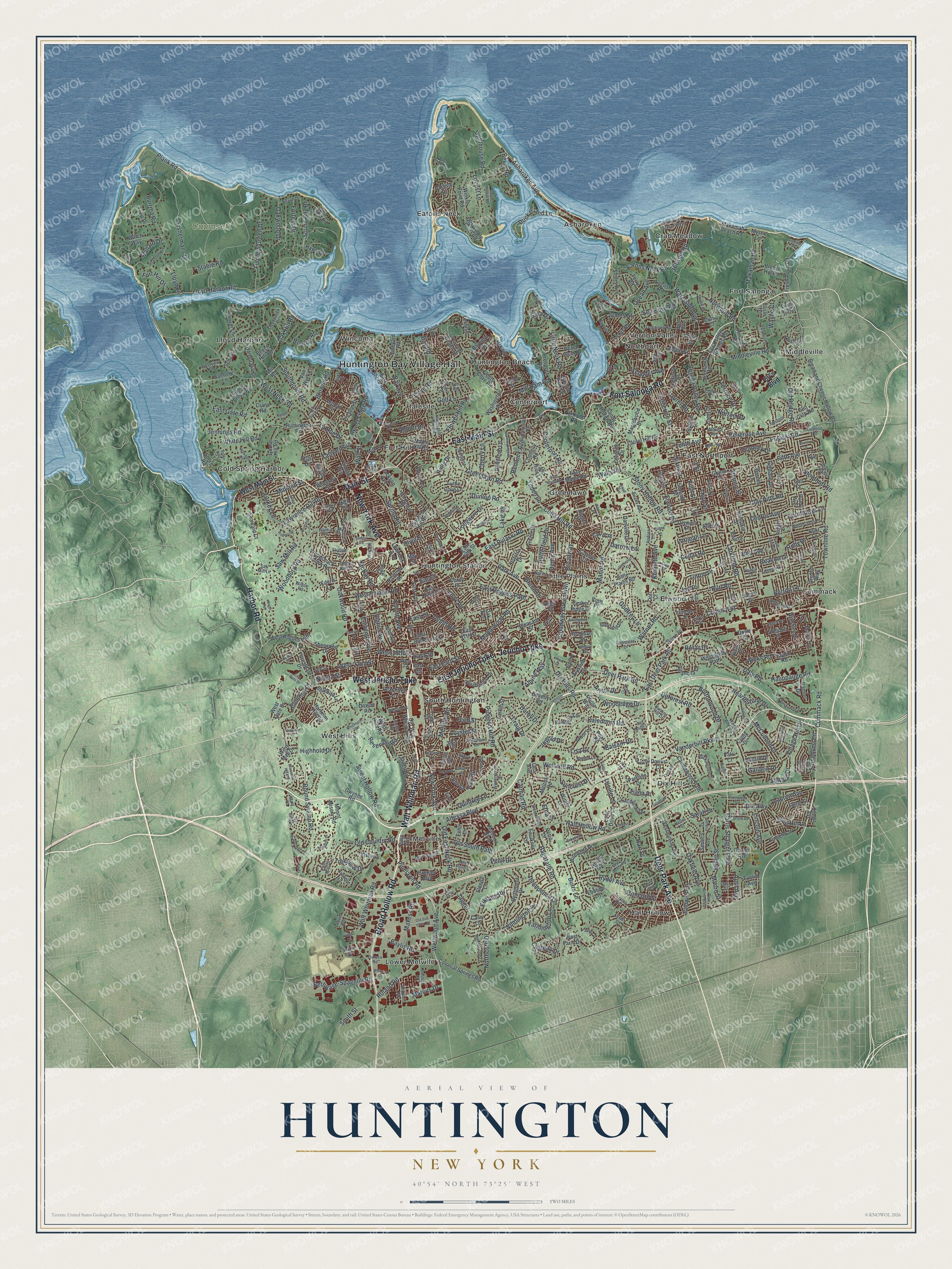 Watermarked full-map preview of Huntington, New York