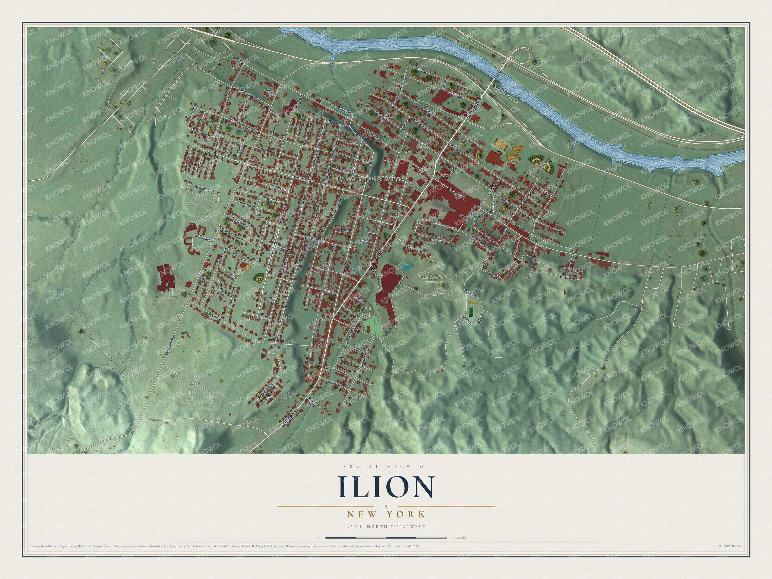 Watermarked full-map preview of Ilion, New York