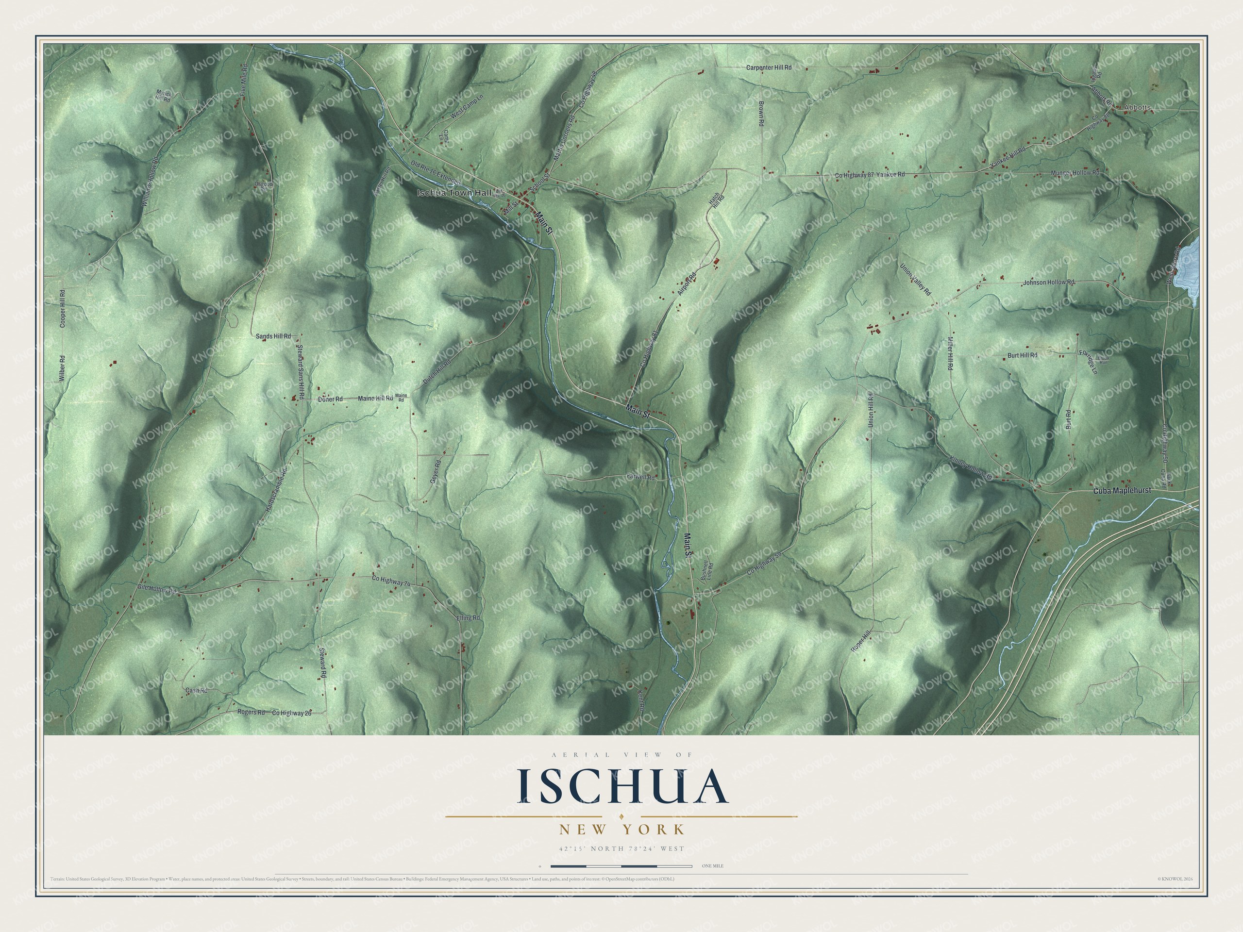 Watermarked full-map preview of Ischua, New York