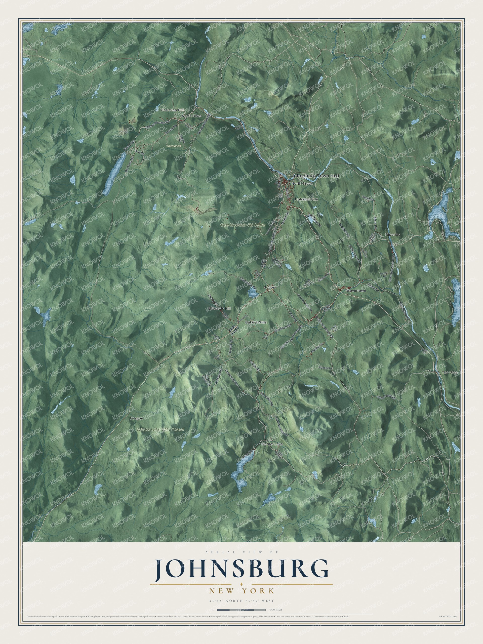 Watermarked full-map preview of Johnsburg, New York