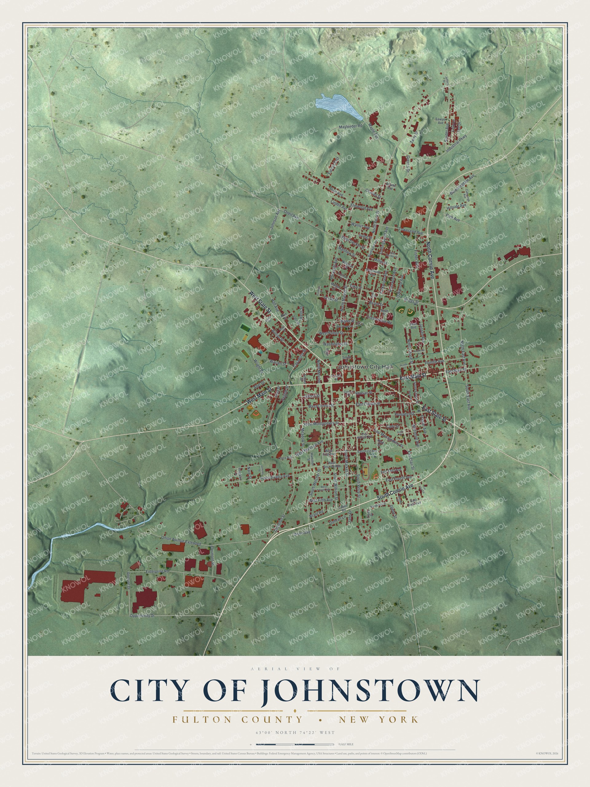 Watermarked full-map preview of Johnstown, New York