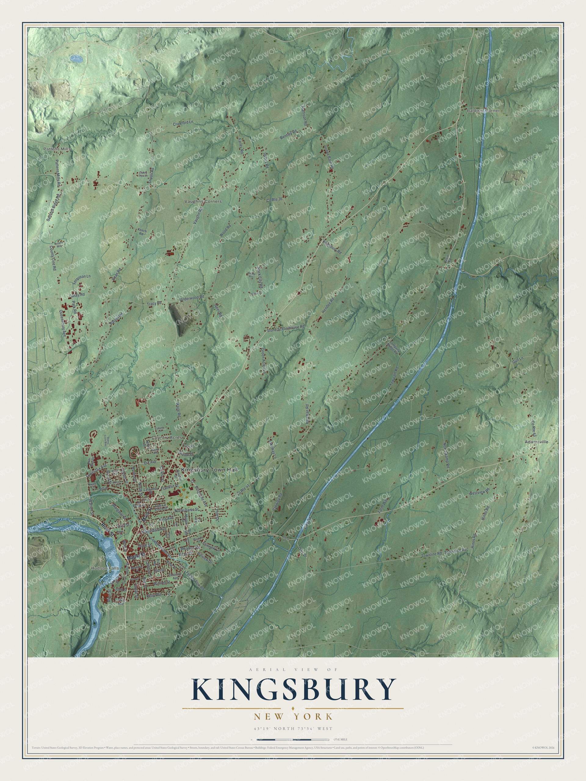 Watermarked full-map preview of Kingsbury, New York