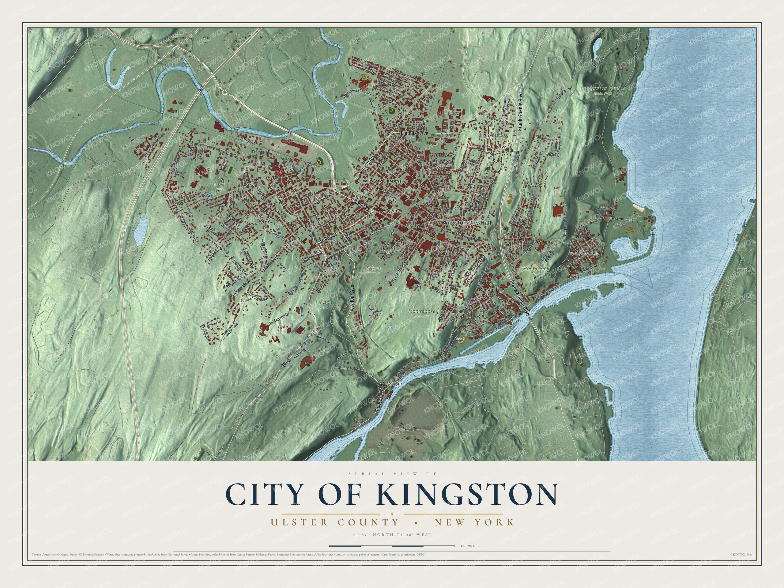 Watermarked full-map preview of Kingston, New York