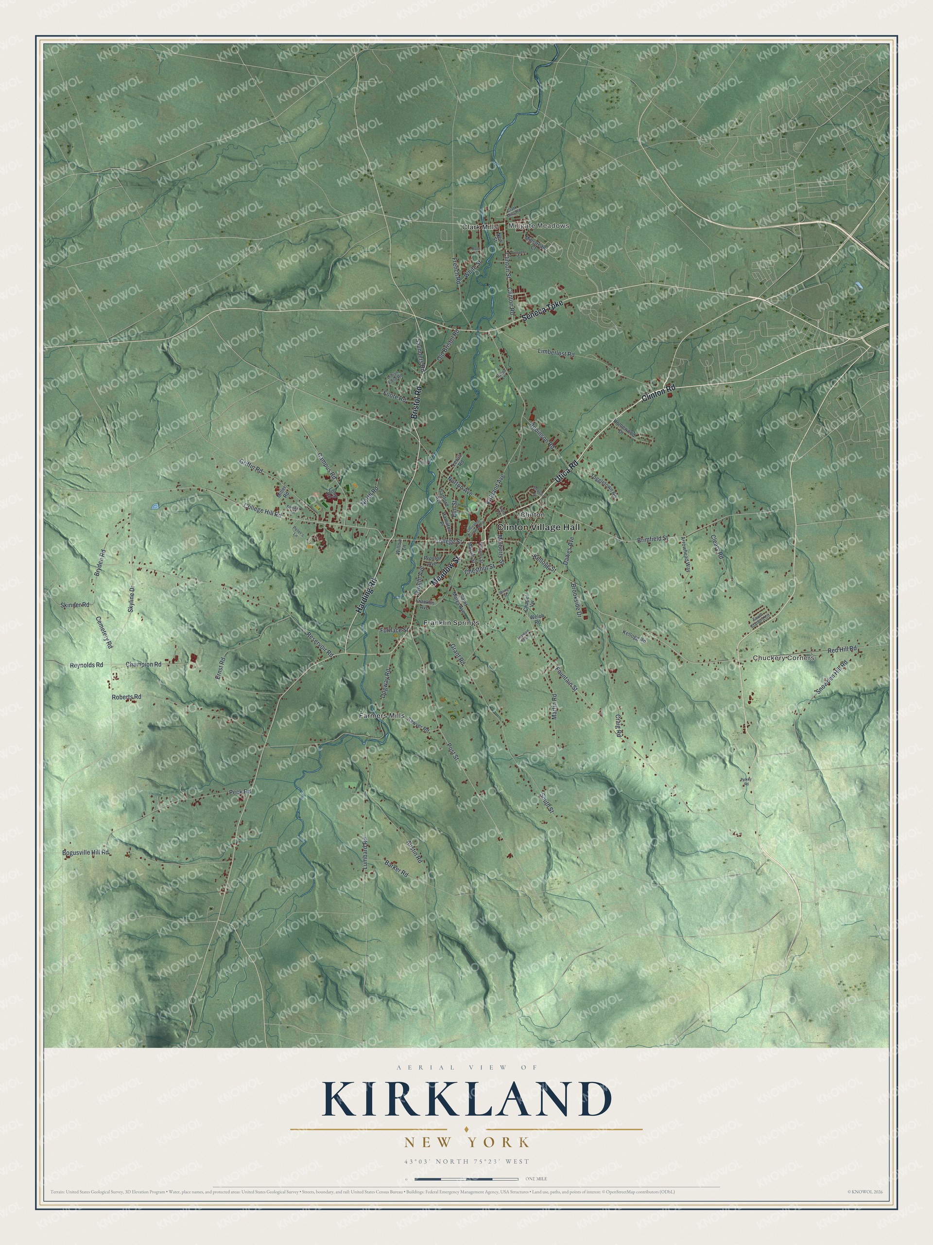 Watermarked full-map preview of Kirkland, New York
