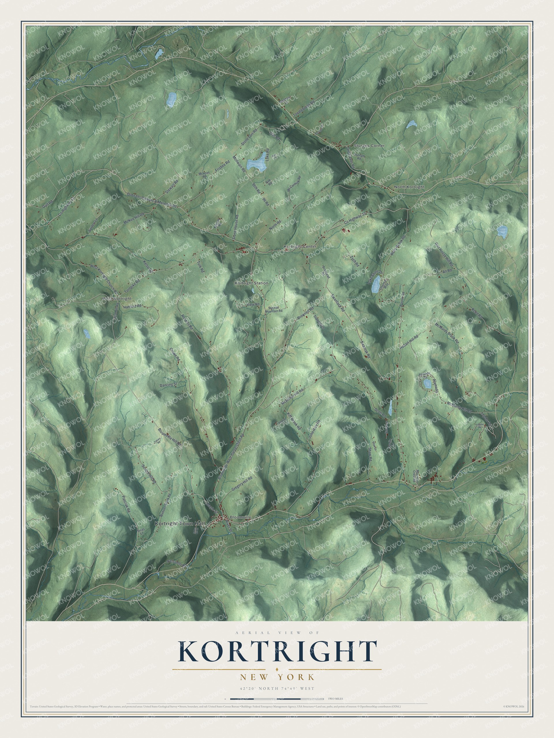Watermarked full-map preview of Kortright, New York