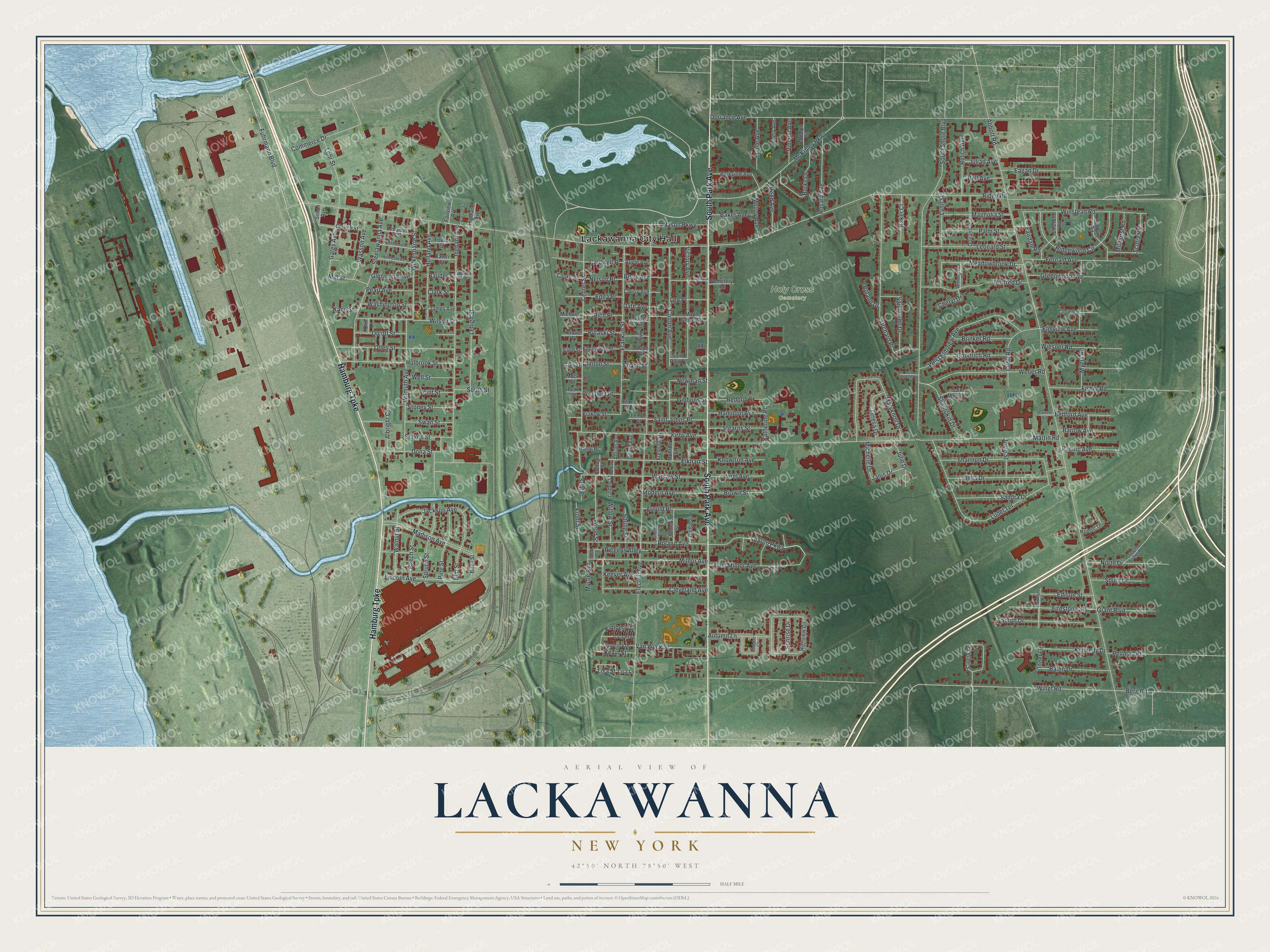 Watermarked full-map preview of Lackawanna, New York