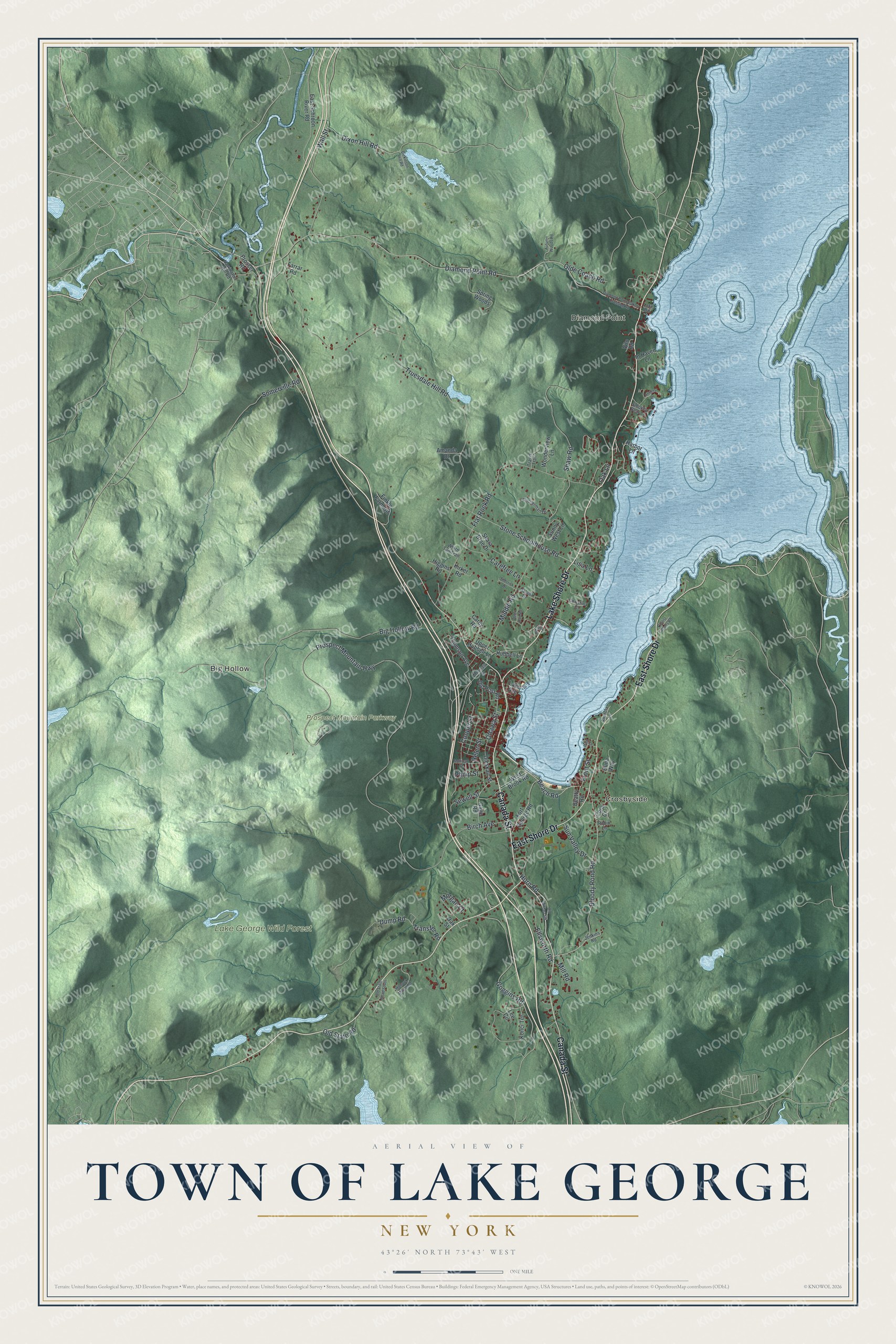 Watermarked full-map preview of Lake George, New York