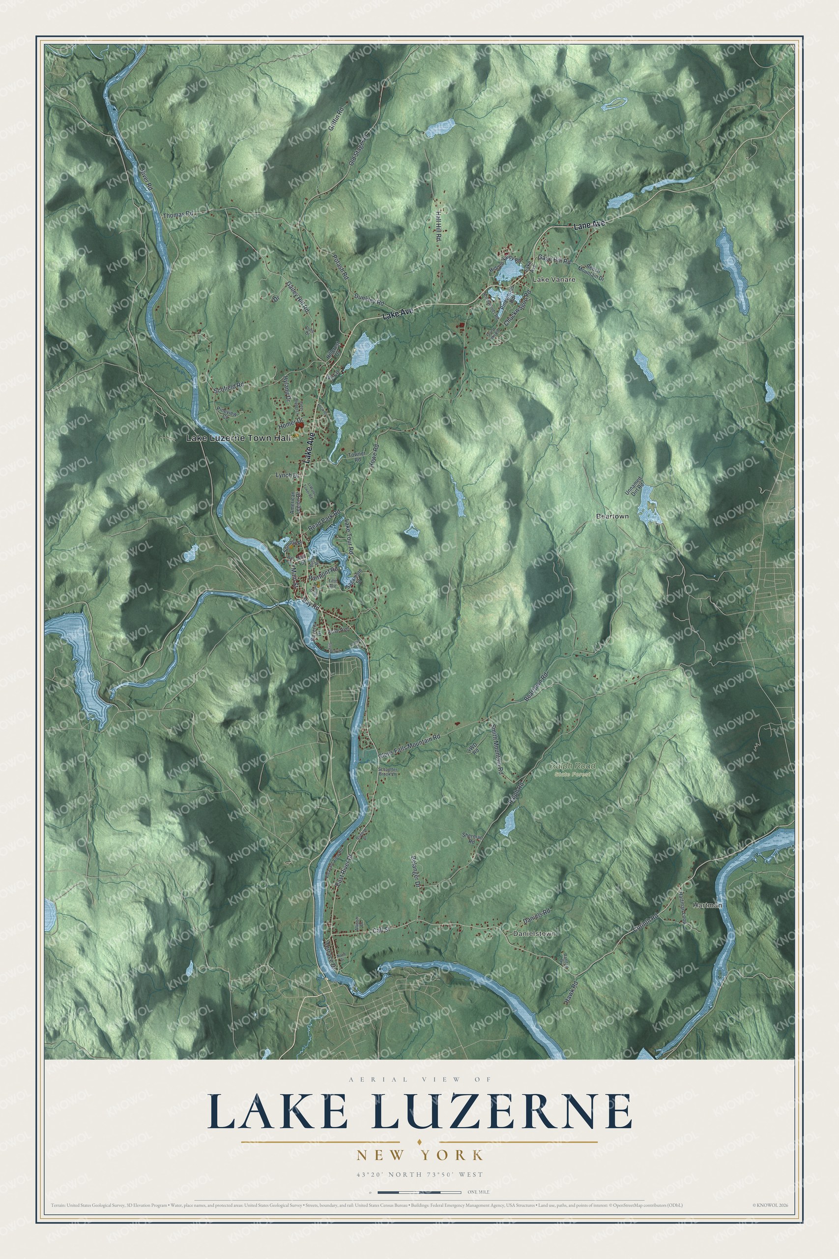 Watermarked full-map preview of Lake Luzerne, New York