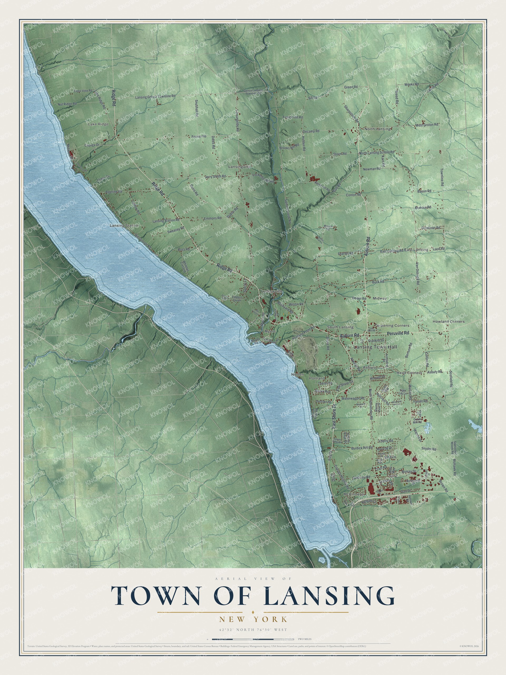 Watermarked full-map preview of Lansing, New York