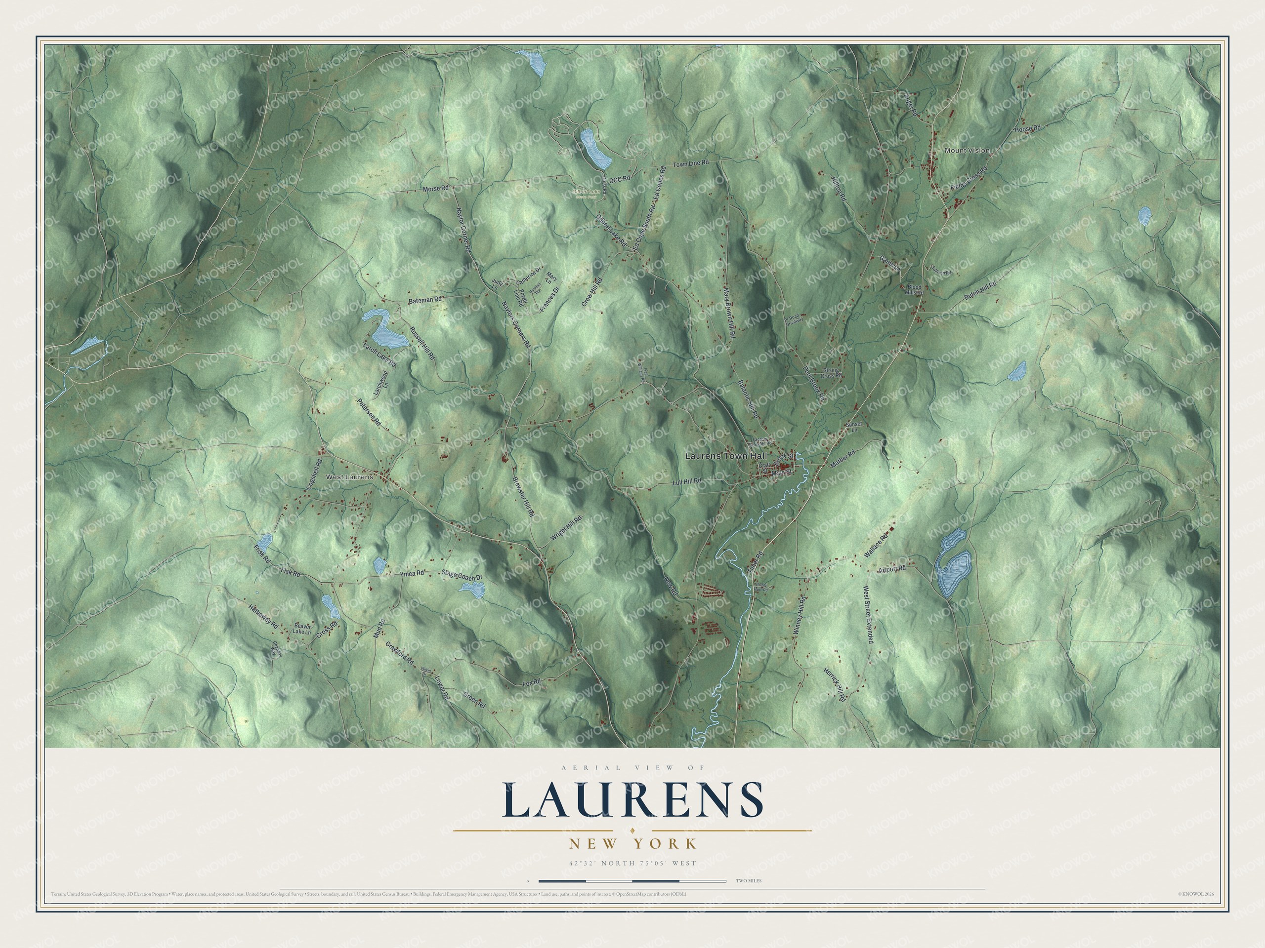 Watermarked full-map preview of Laurens, New York