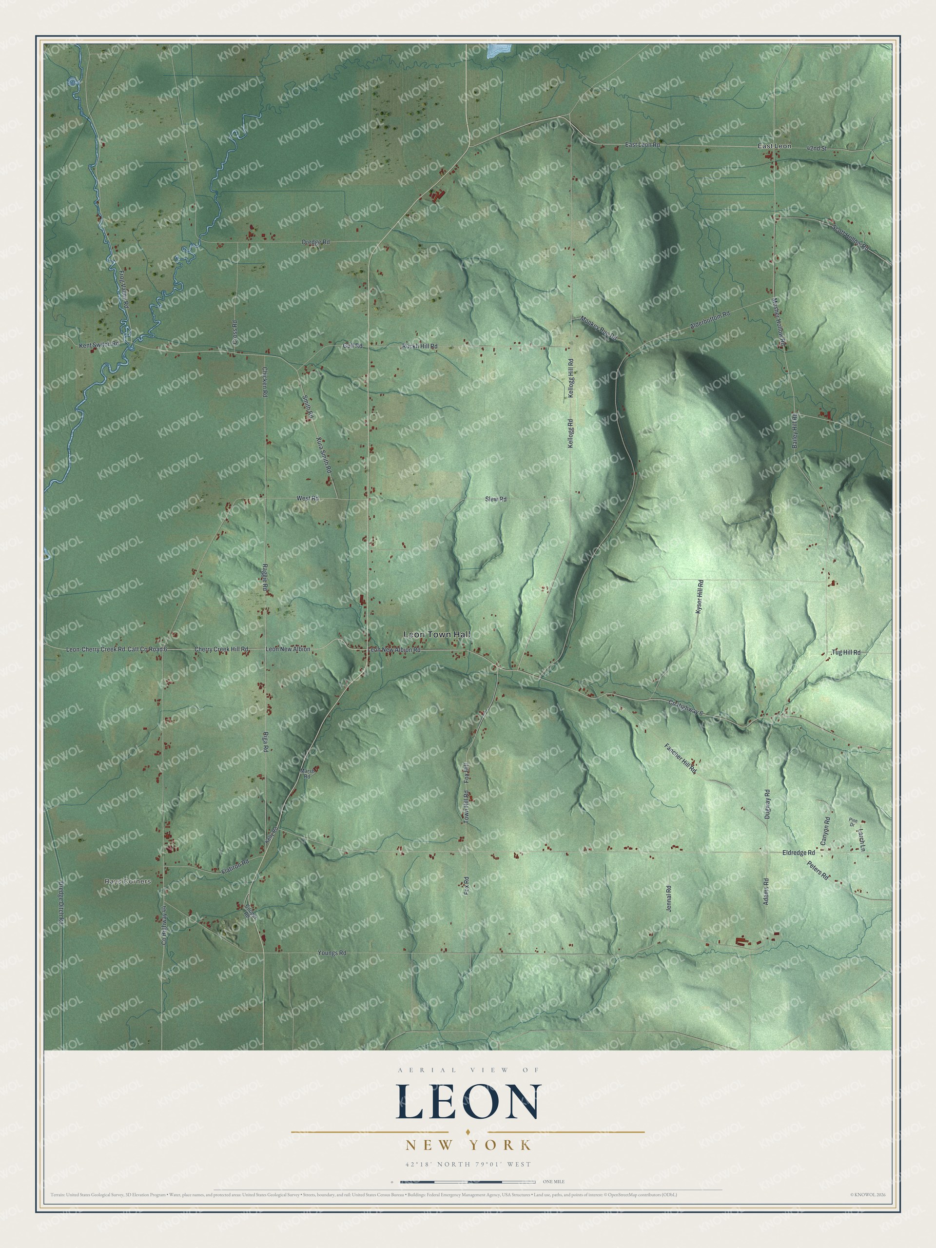 Watermarked full-map preview of Leon, New York