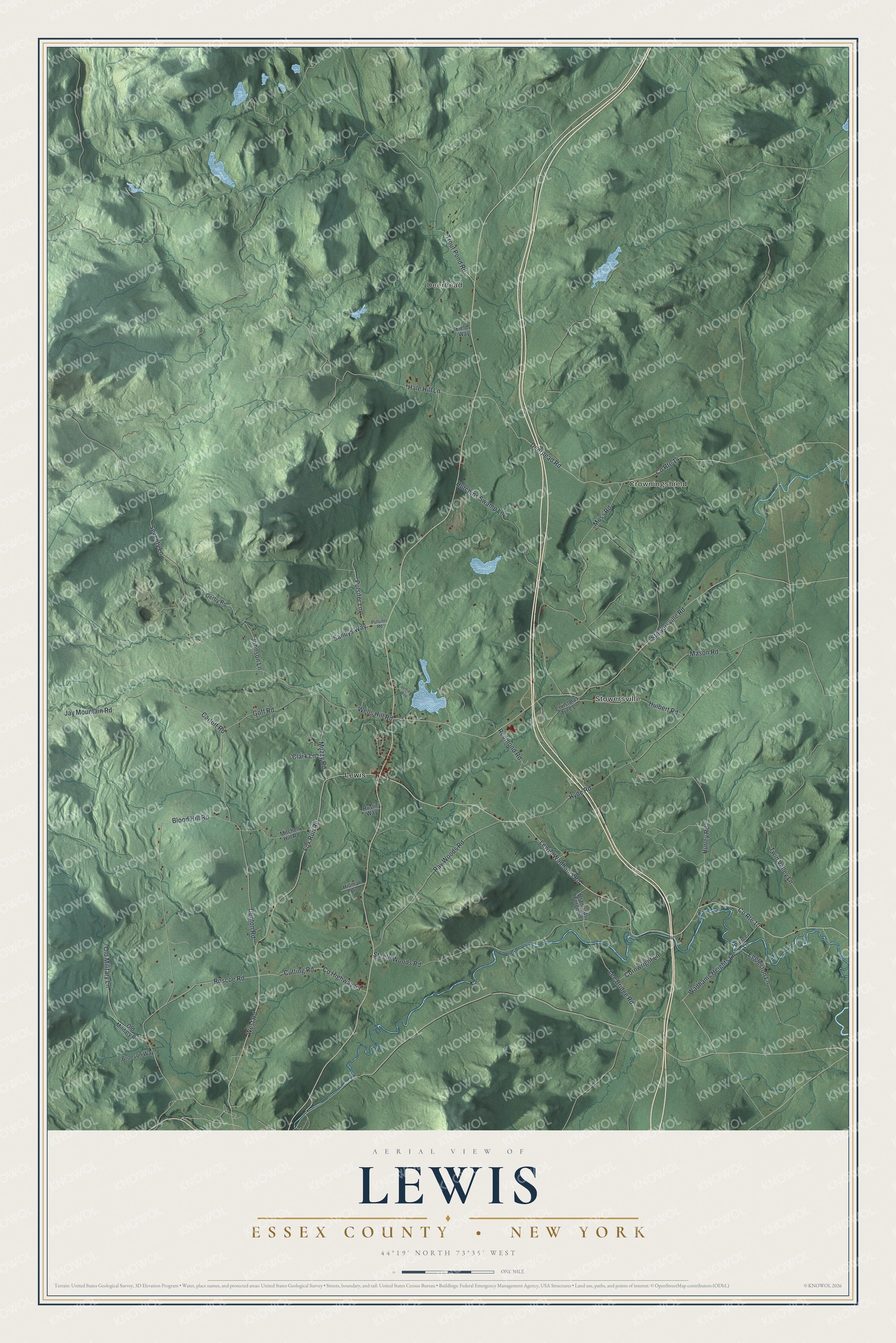Watermarked full-map preview of Lewis, New York