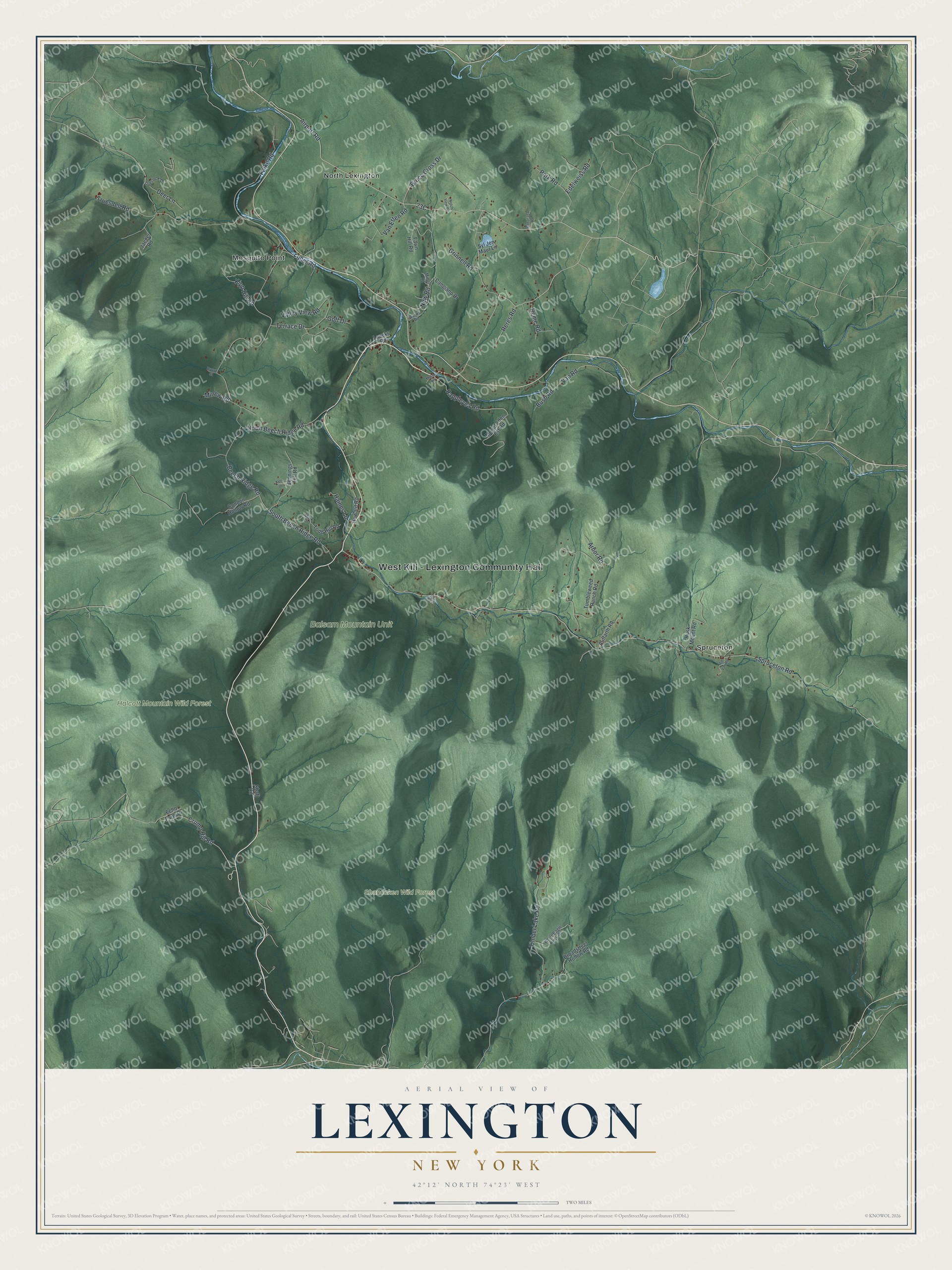 Watermarked full-map preview of Lexington, New York