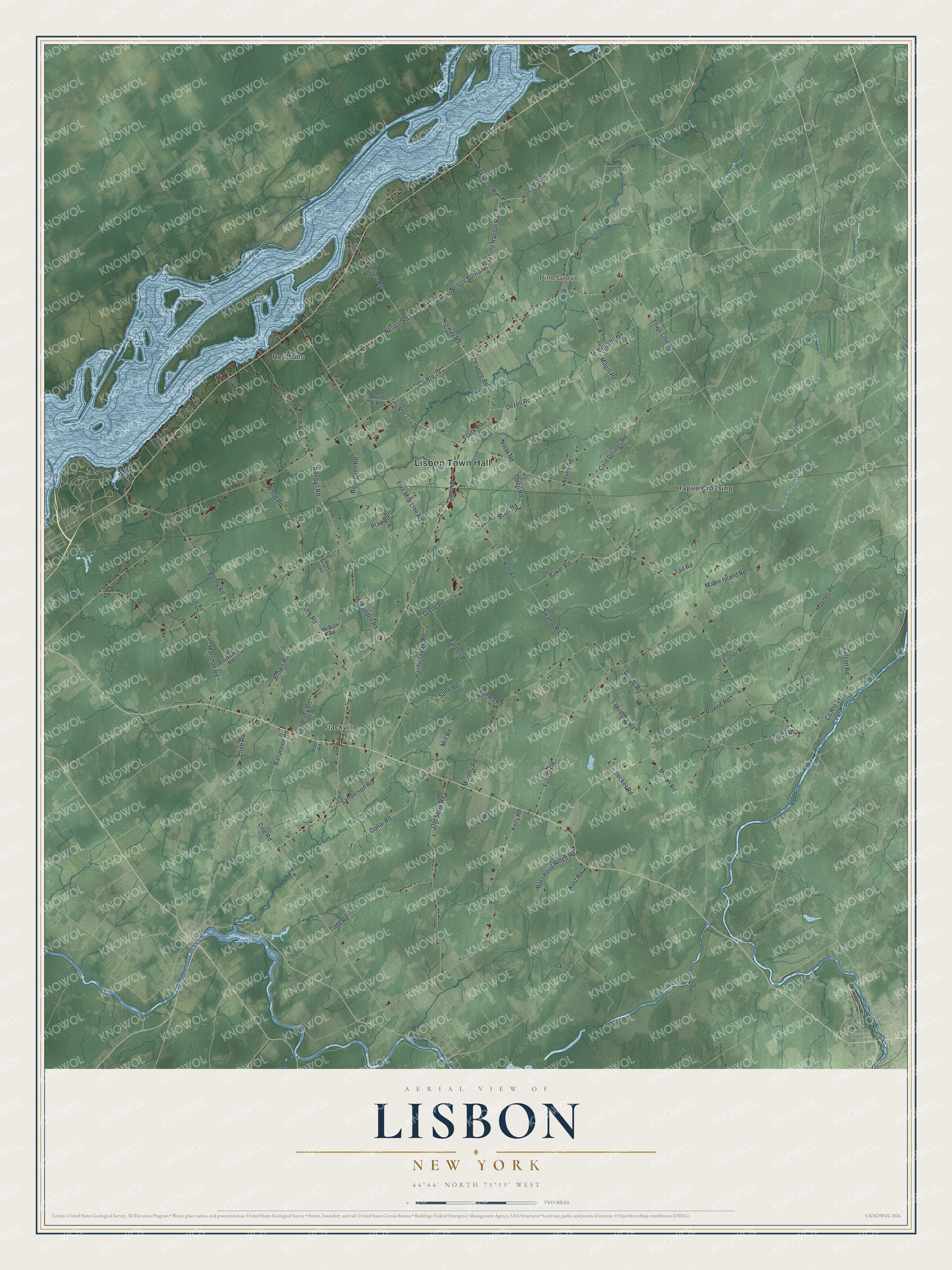 Watermarked full-map preview of Lisbon, New York