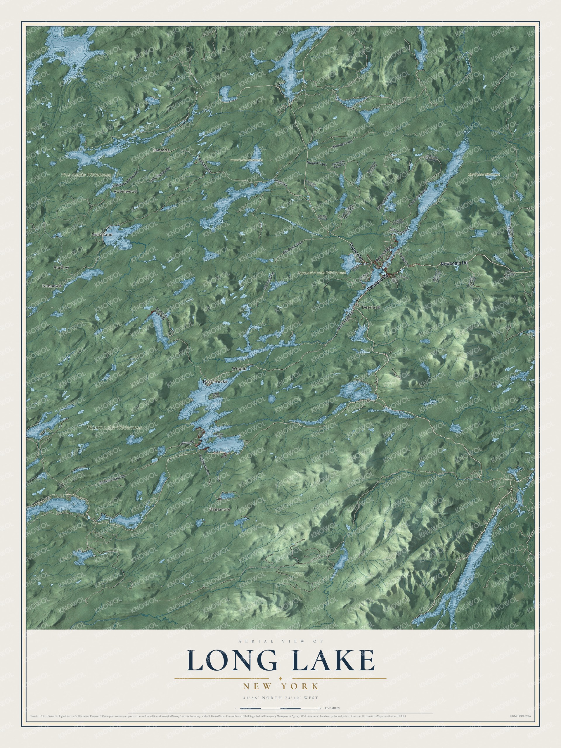 Watermarked full-map preview of Long Lake, New York