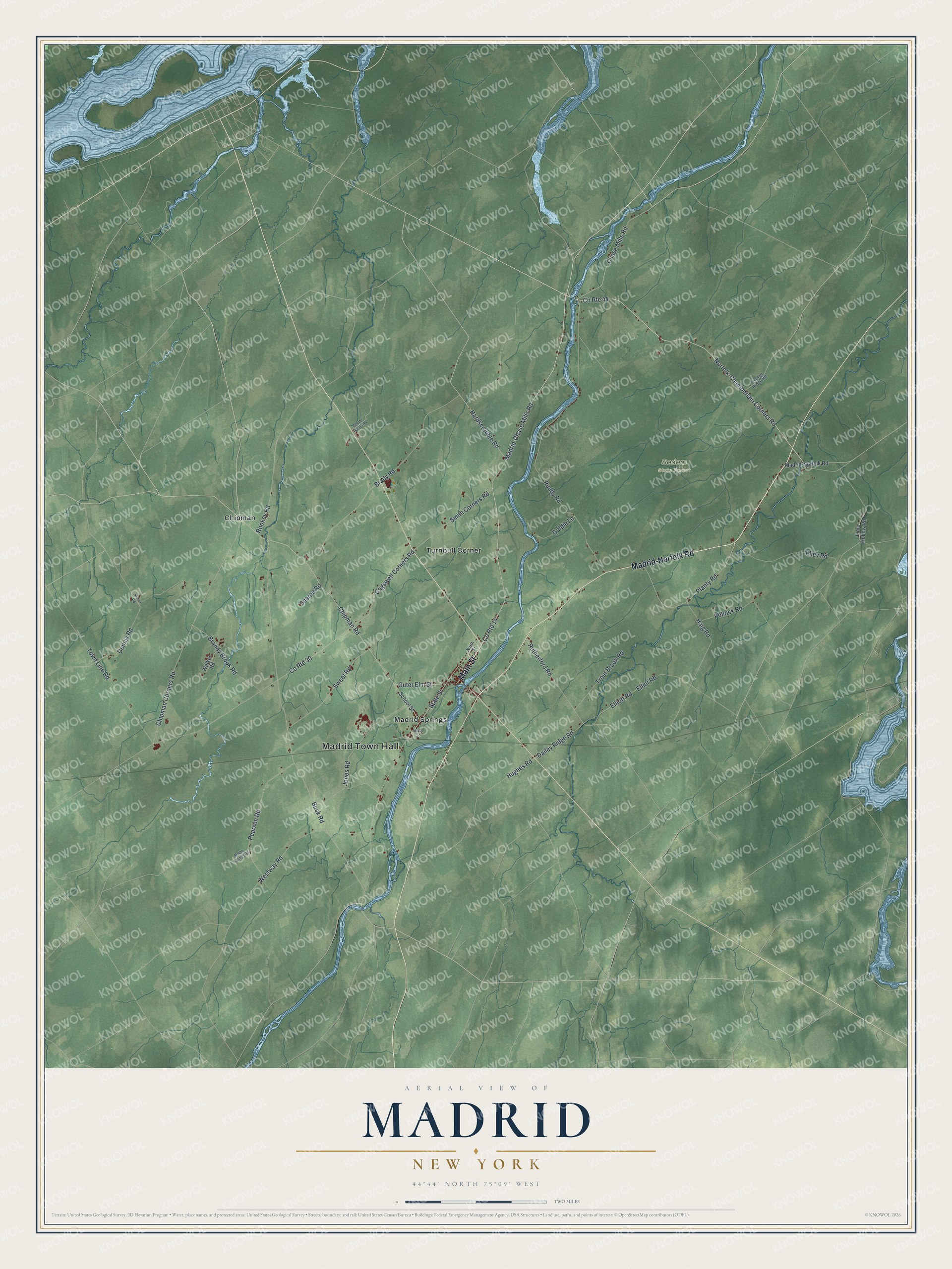 Watermarked full-map preview of Madrid, New York