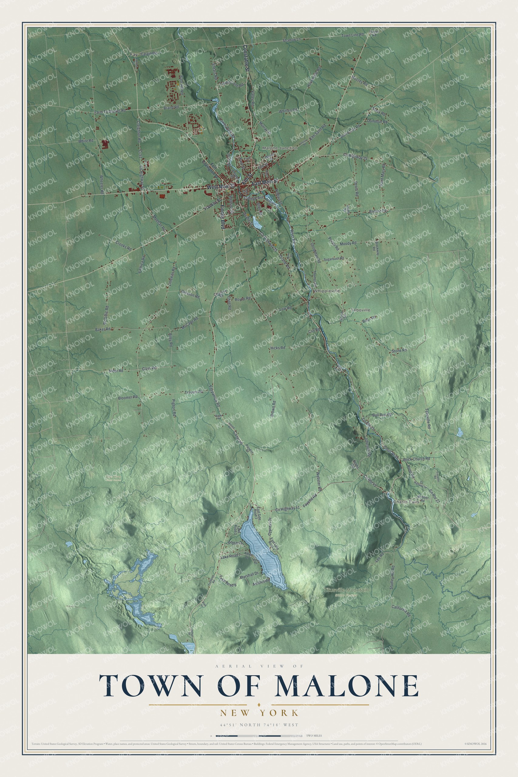 Watermarked full-map preview of Malone, New York