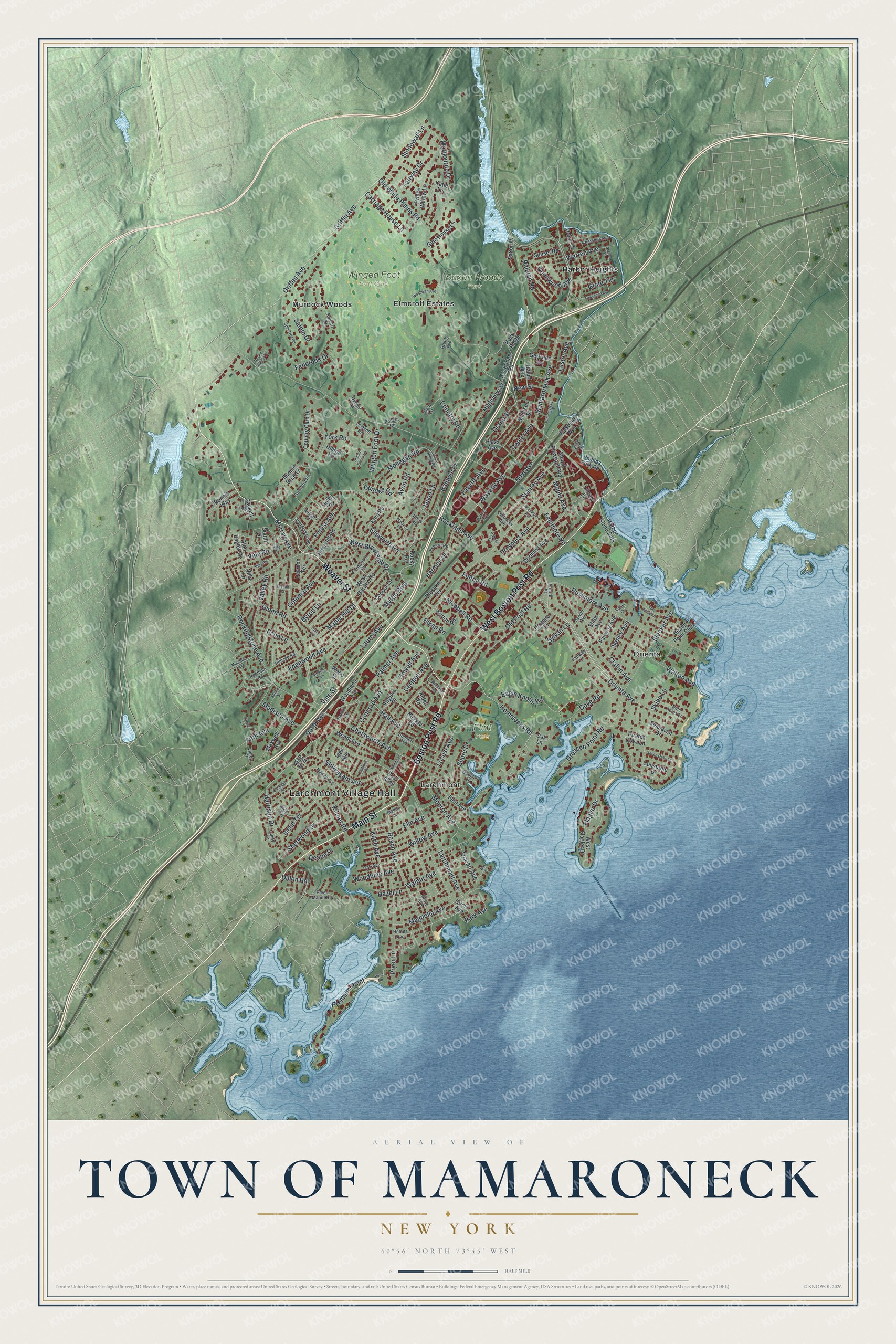 Watermarked full-map preview of Mamaroneck, New York