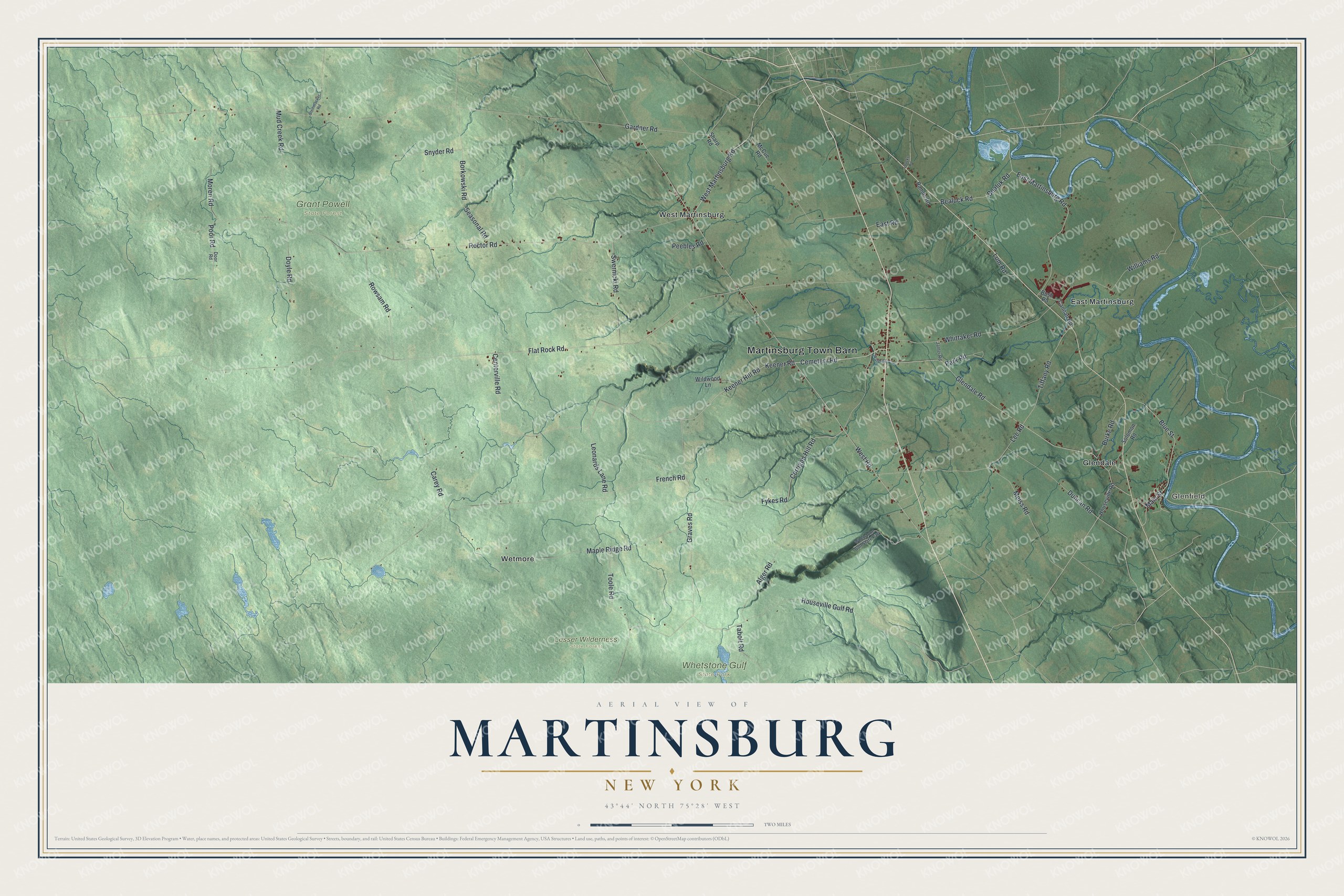 Watermarked full-map preview of Martinsburg, New York