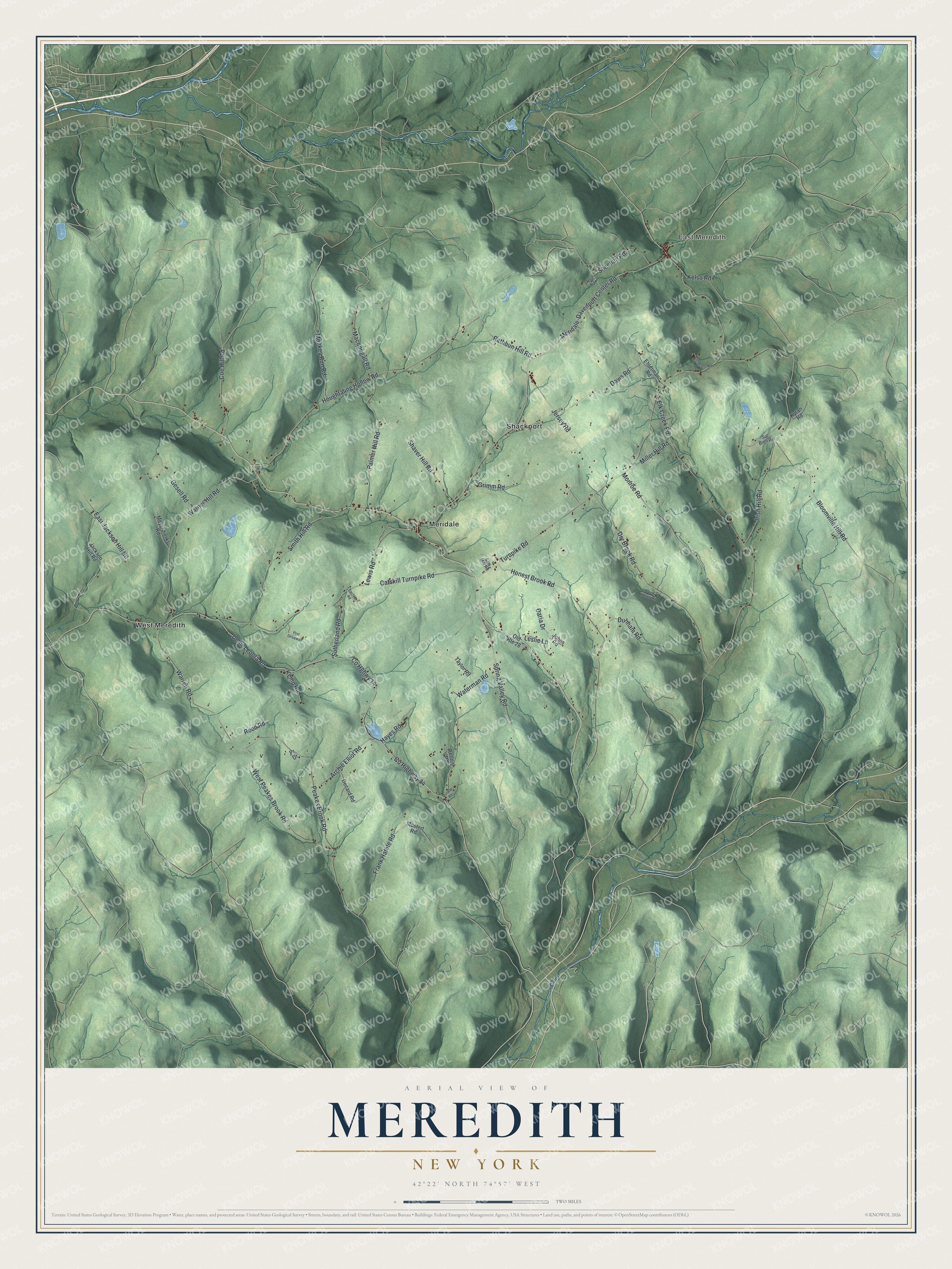 Watermarked full-map preview of Meredith, New York