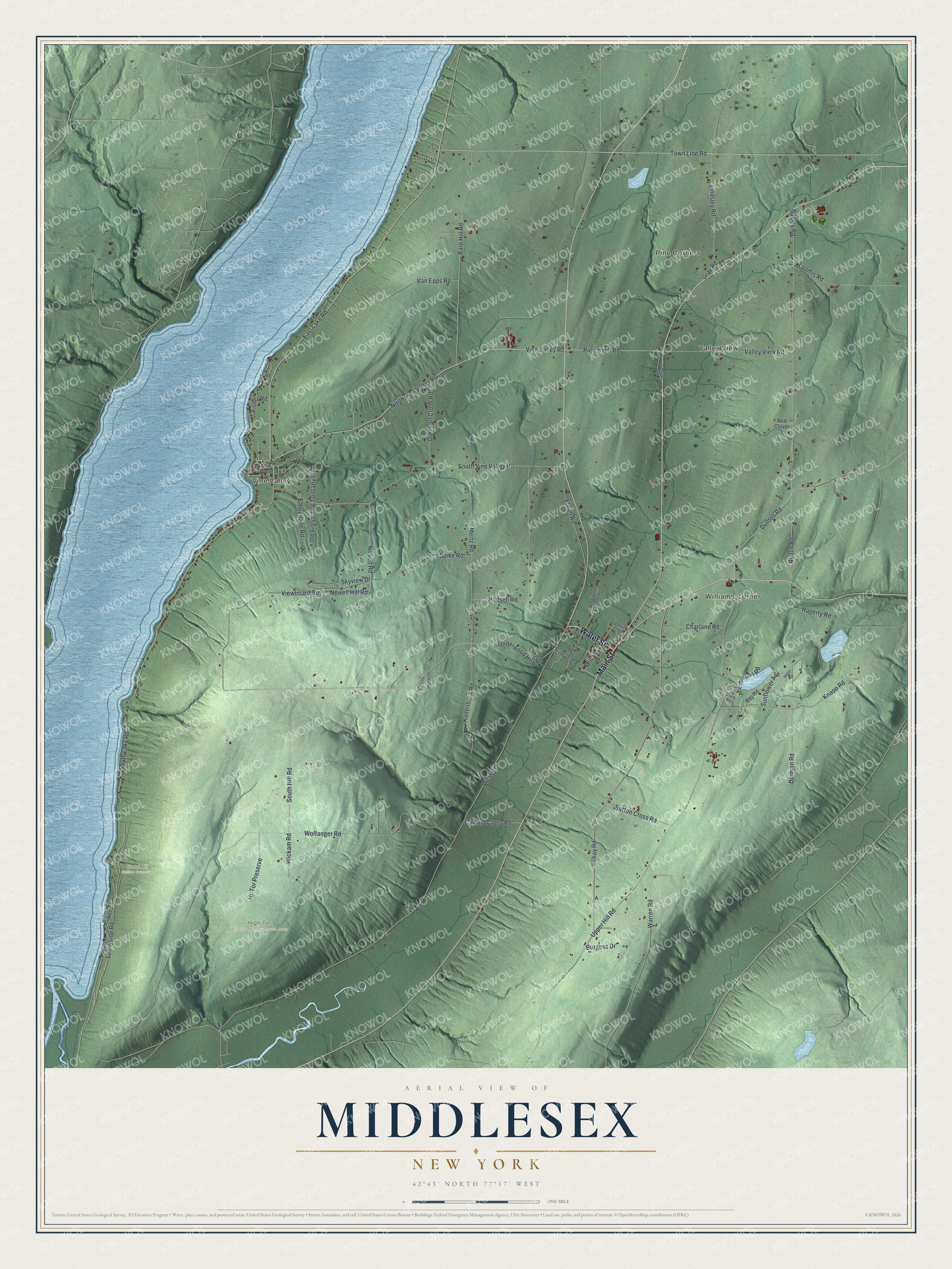 Watermarked full-map preview of Middlesex, New York